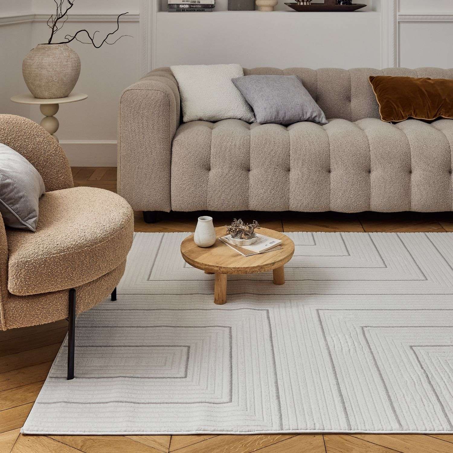 Carmel Cream-Grey Geometric Rug | 6040 - PN Home