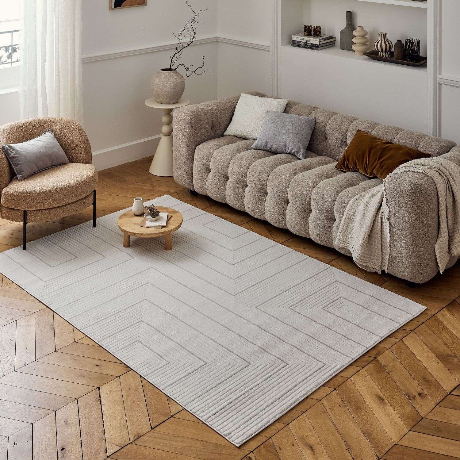 Carmel Cream-Grey Geometric Rug | 6040 - PN Home