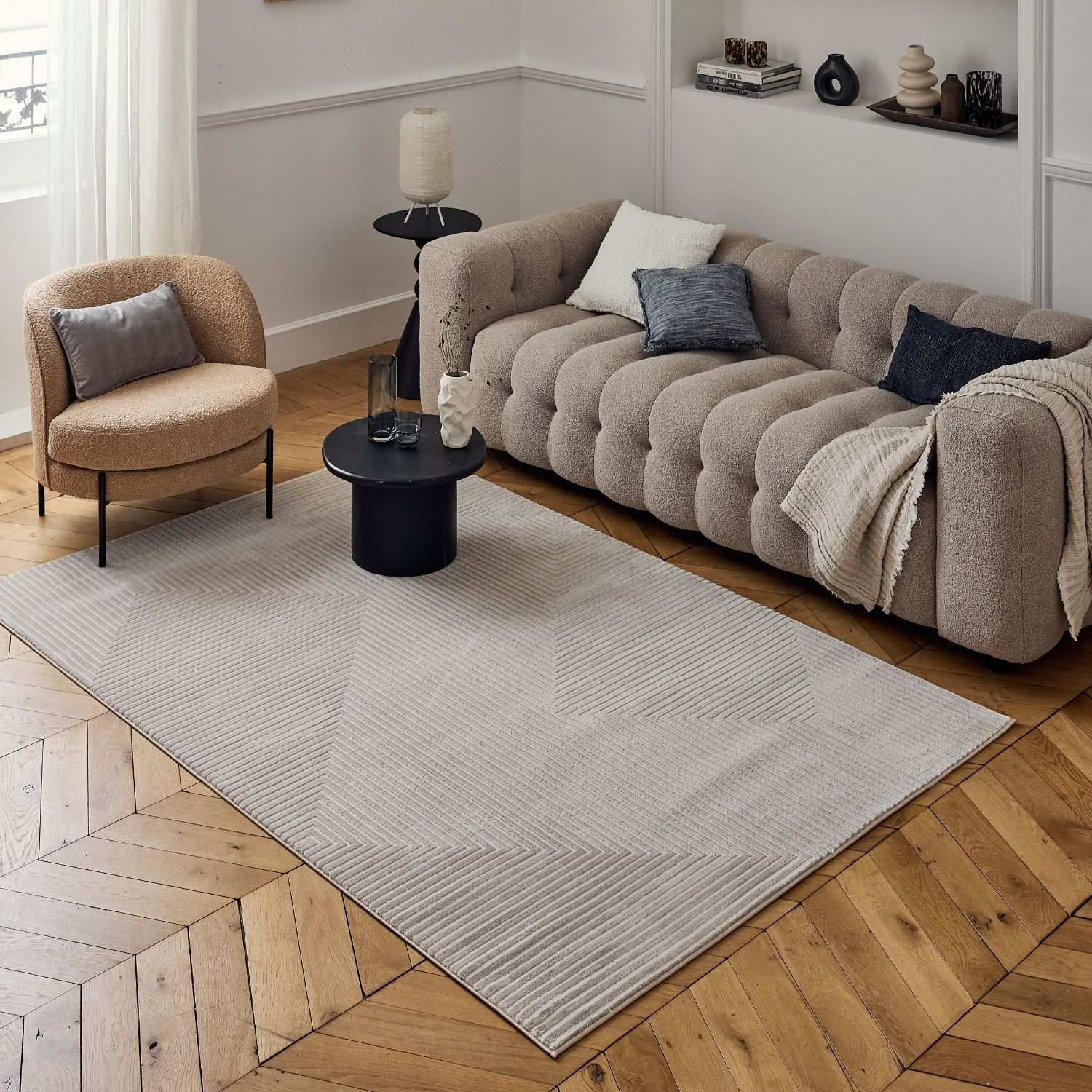 Carmel Beige-Cream Geometric Rug | 6050 - PN Home