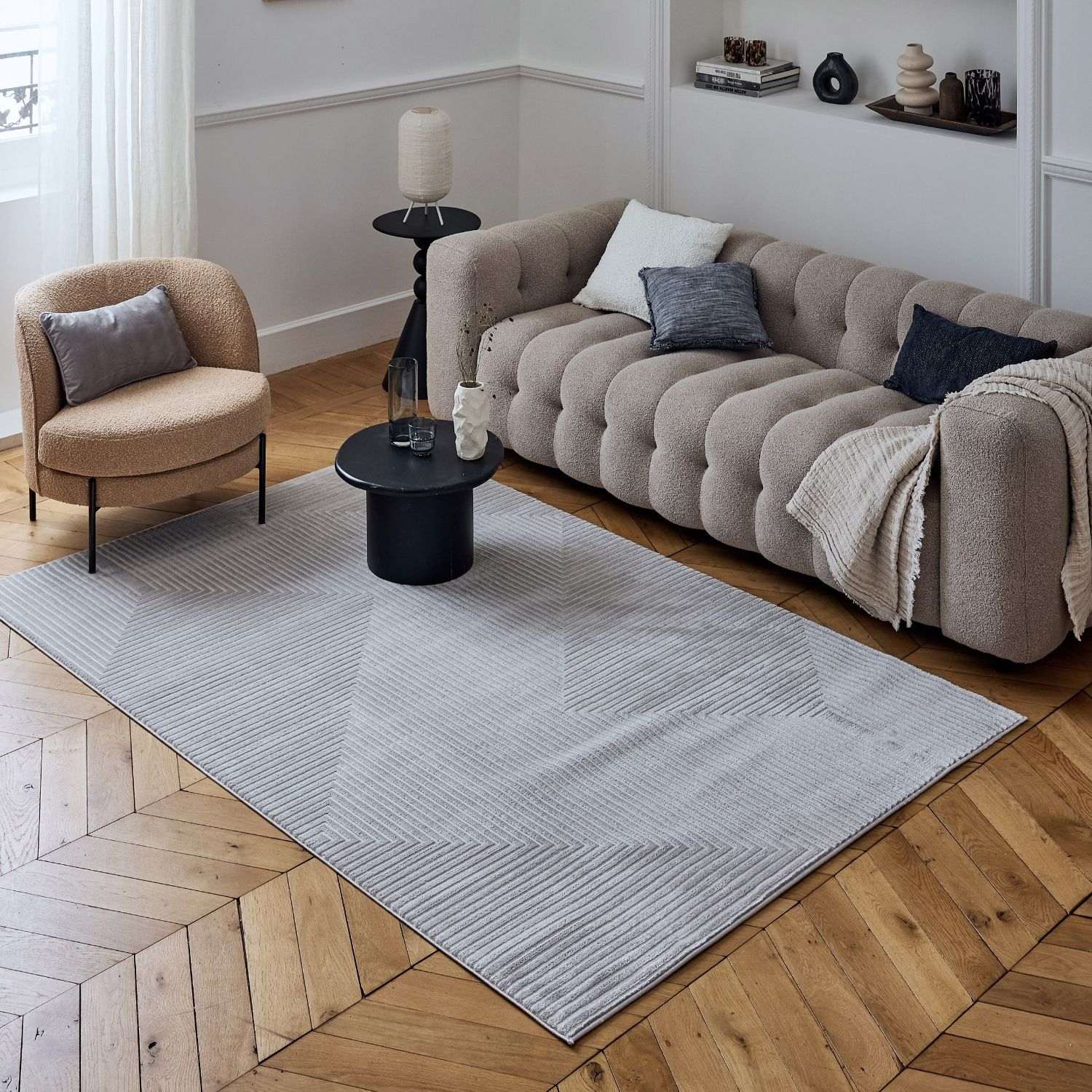 Carmel Grey-Cream Geometric Rug | 6050 - PN Home