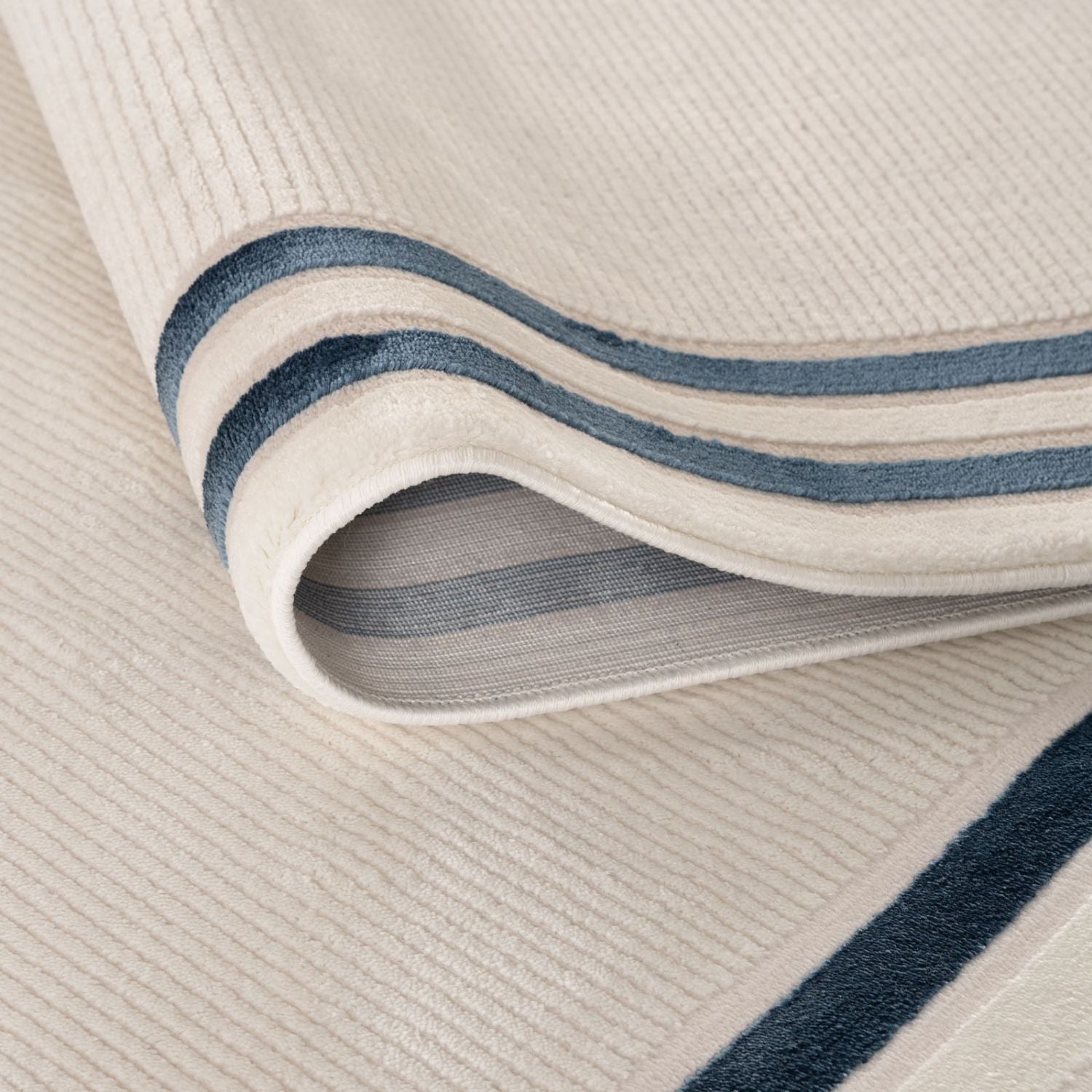 Carmel Cream-Blue Bordered Rug | 6060 - PN Home