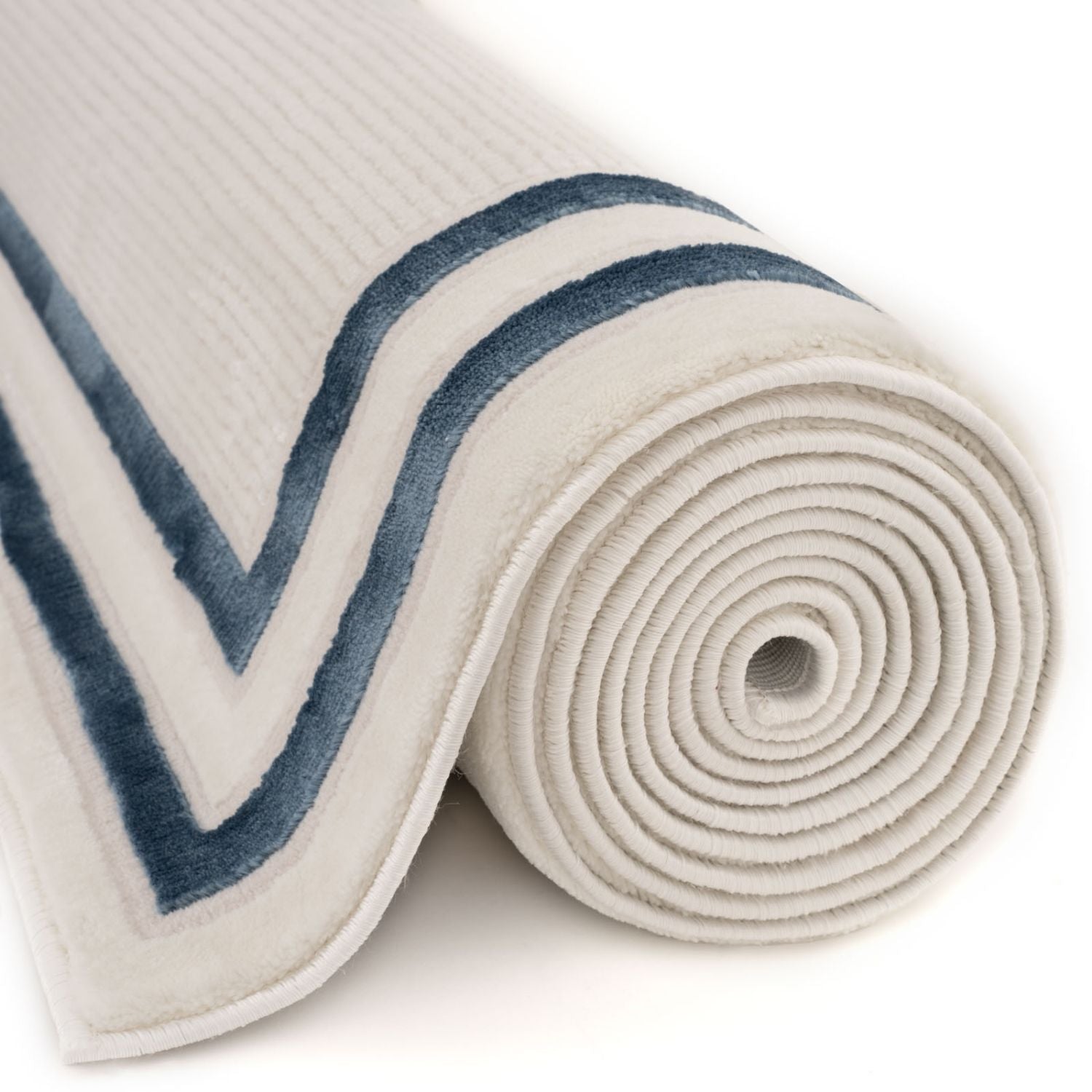Carmel Cream-Blue Bordered Rug | 6060 - PN Home