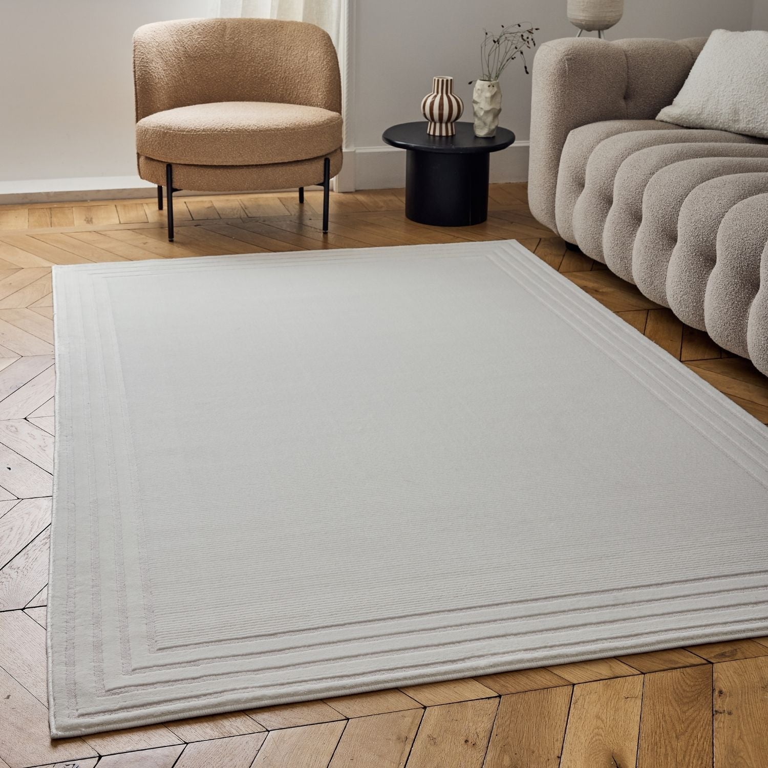 Carmel Cream Bordered Rug | 6060 - PN Home