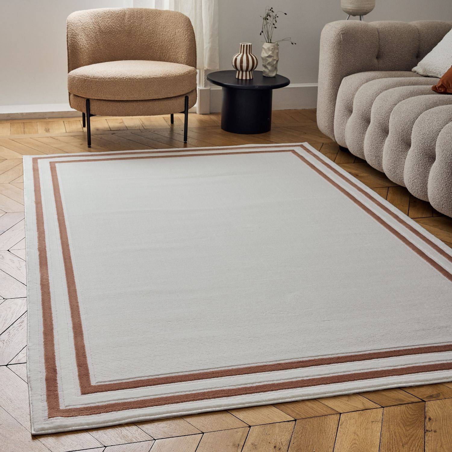 Carmel Cream-Terra Bordered Rug | 6060 - PN Home