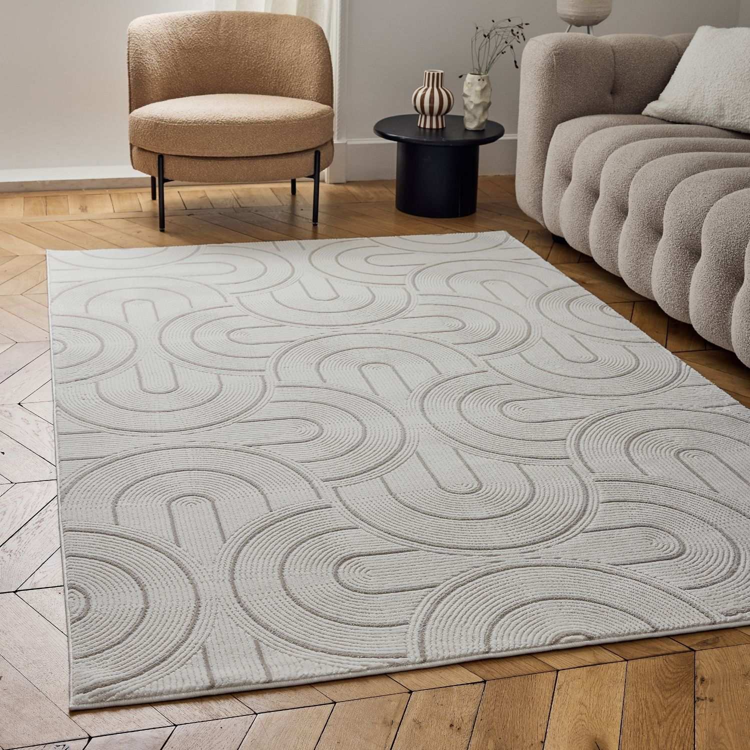 Carmel Cream-Beige Geometric Rug | 6070 - PN Home