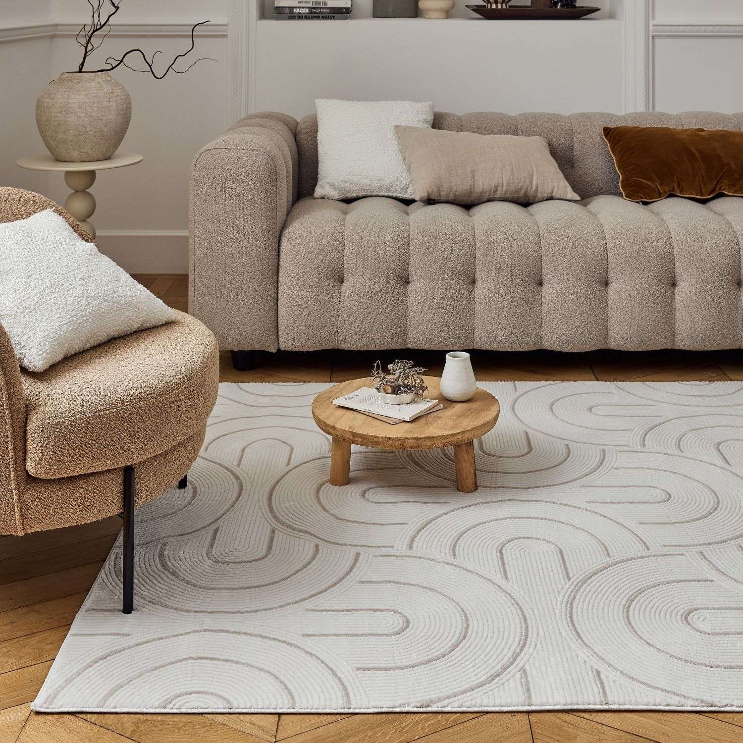 Carmel Cream-Beige Geometric Rug | 6070 - PN Home