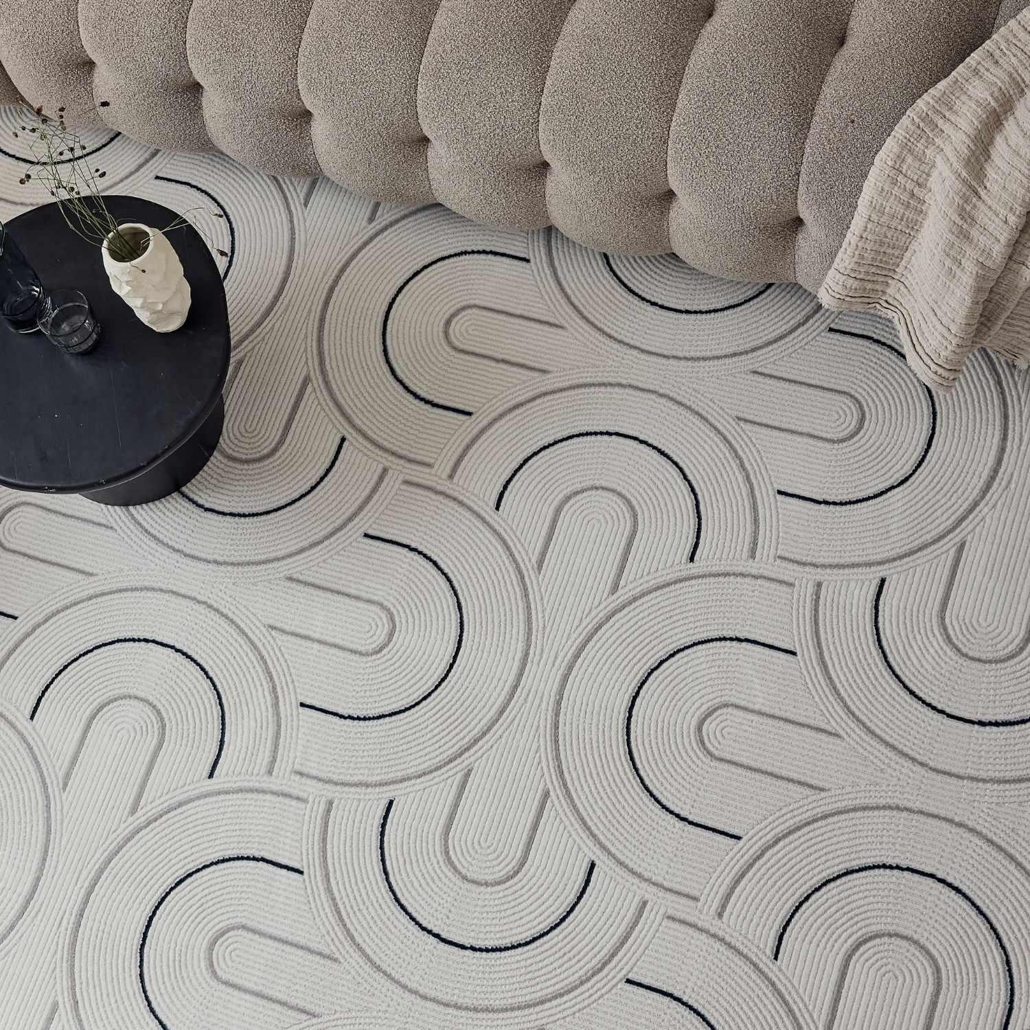 Carmel Cream-Blue Geometric Rug | 6070