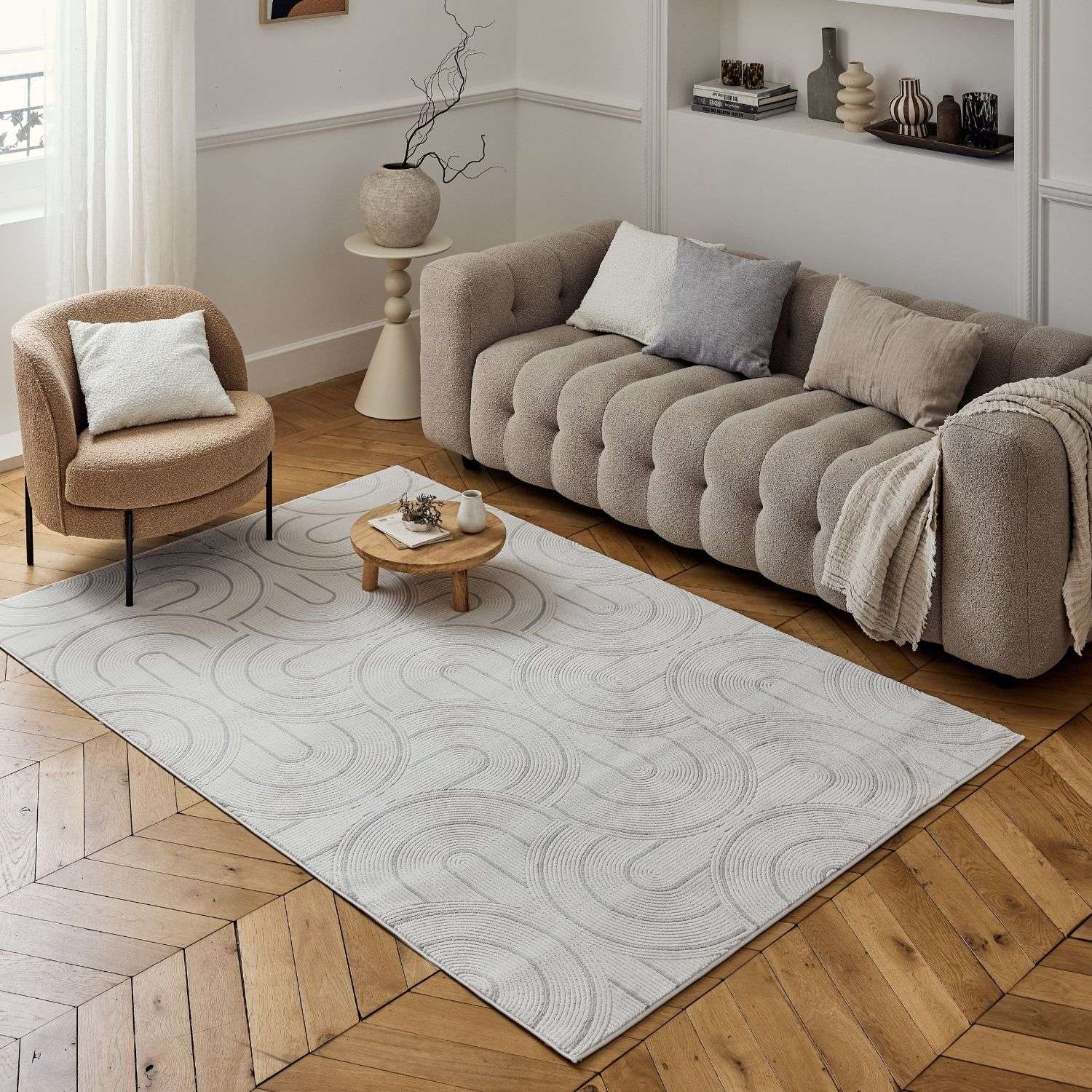 Carmel Cream-Grey Geometric Rug | 6070 - PN Home