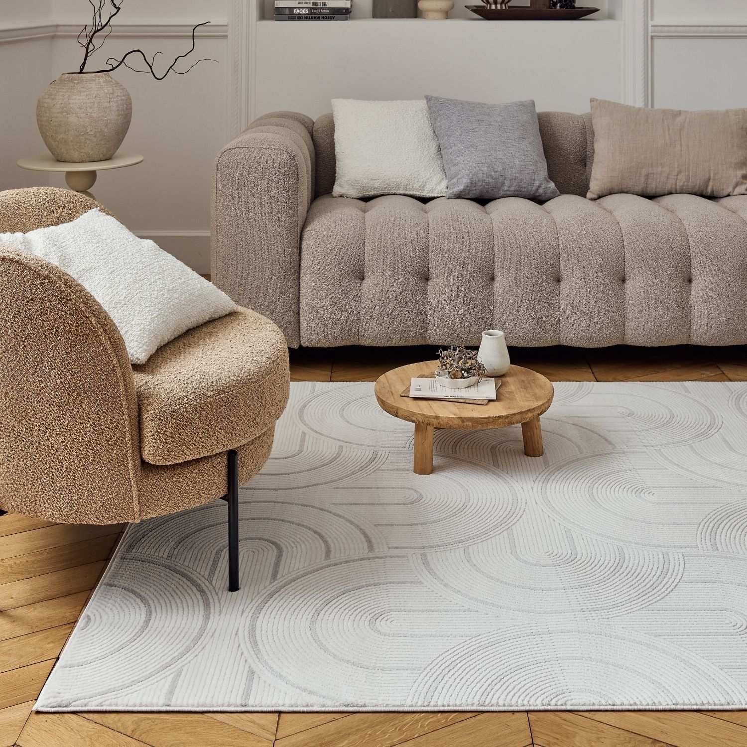Carmel Cream-Grey Geometric Rug | 6070 - PN Home