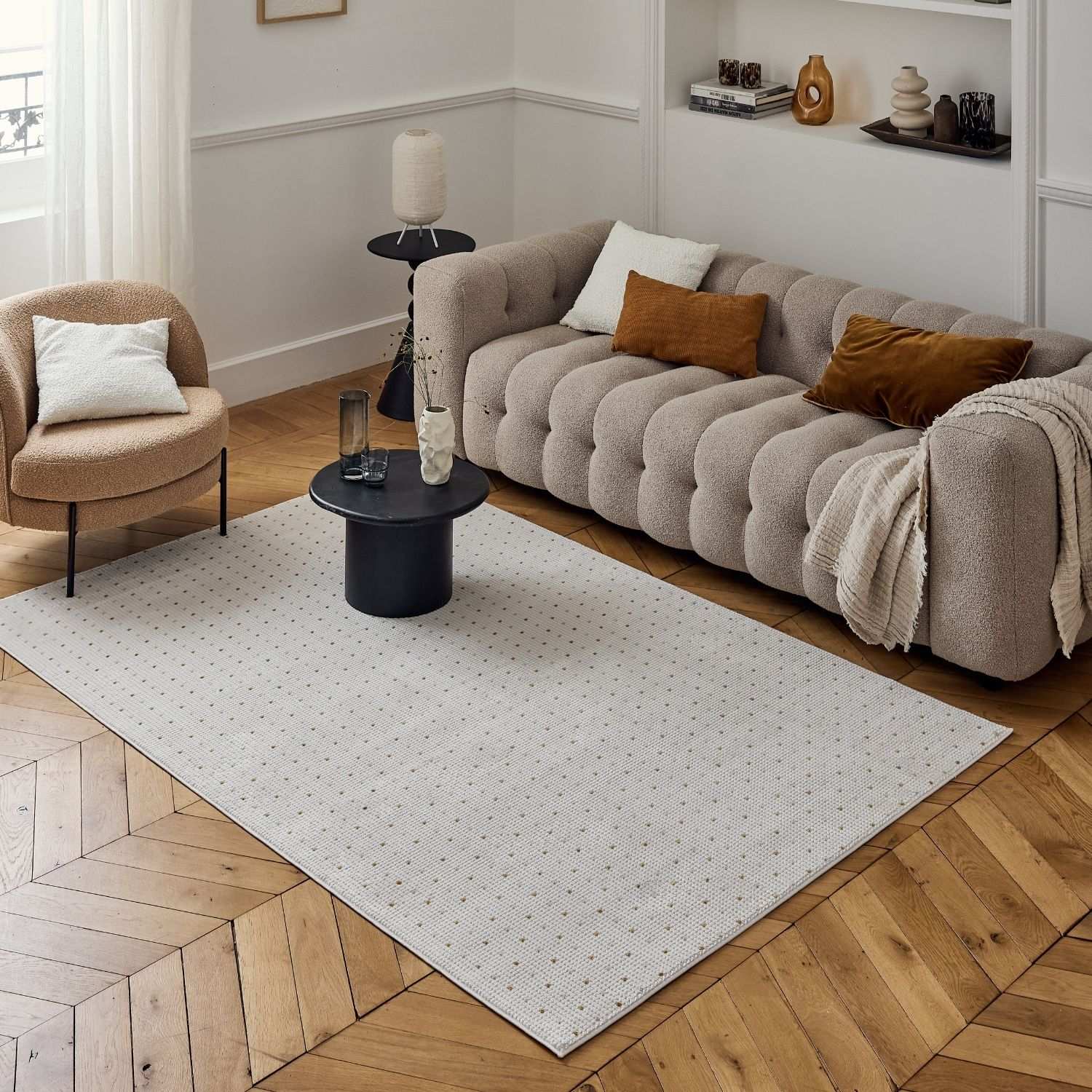 Carmel Cream-Gold Dots Rug | 6080 - PN Home