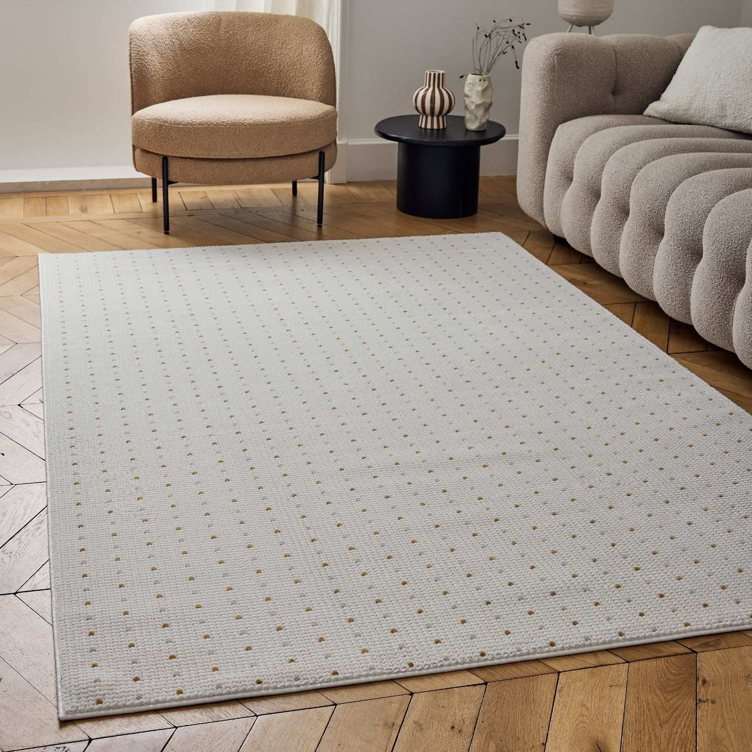 Carmel Cream-Gold Dots Rug | 6080 - PN Home