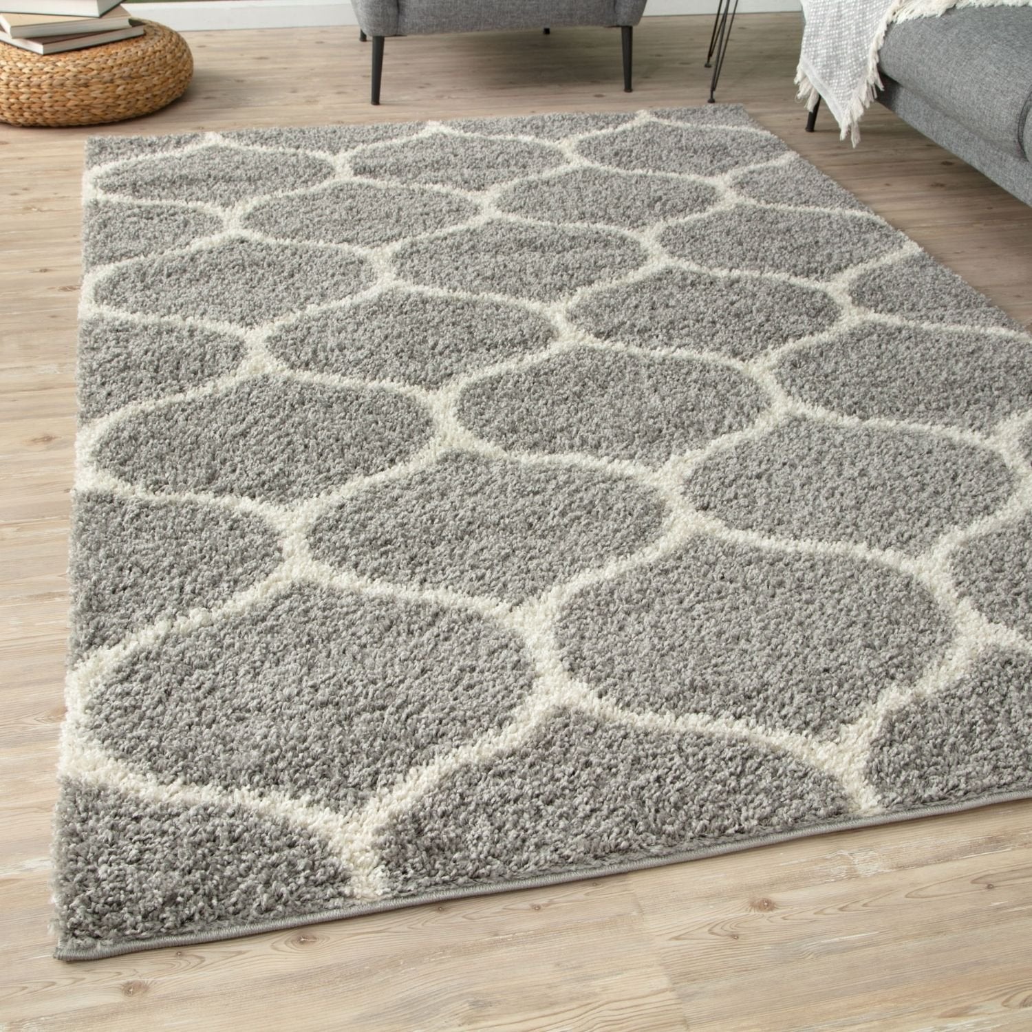 Moroccan Grey Shaggy Rug | 610 - PN Home