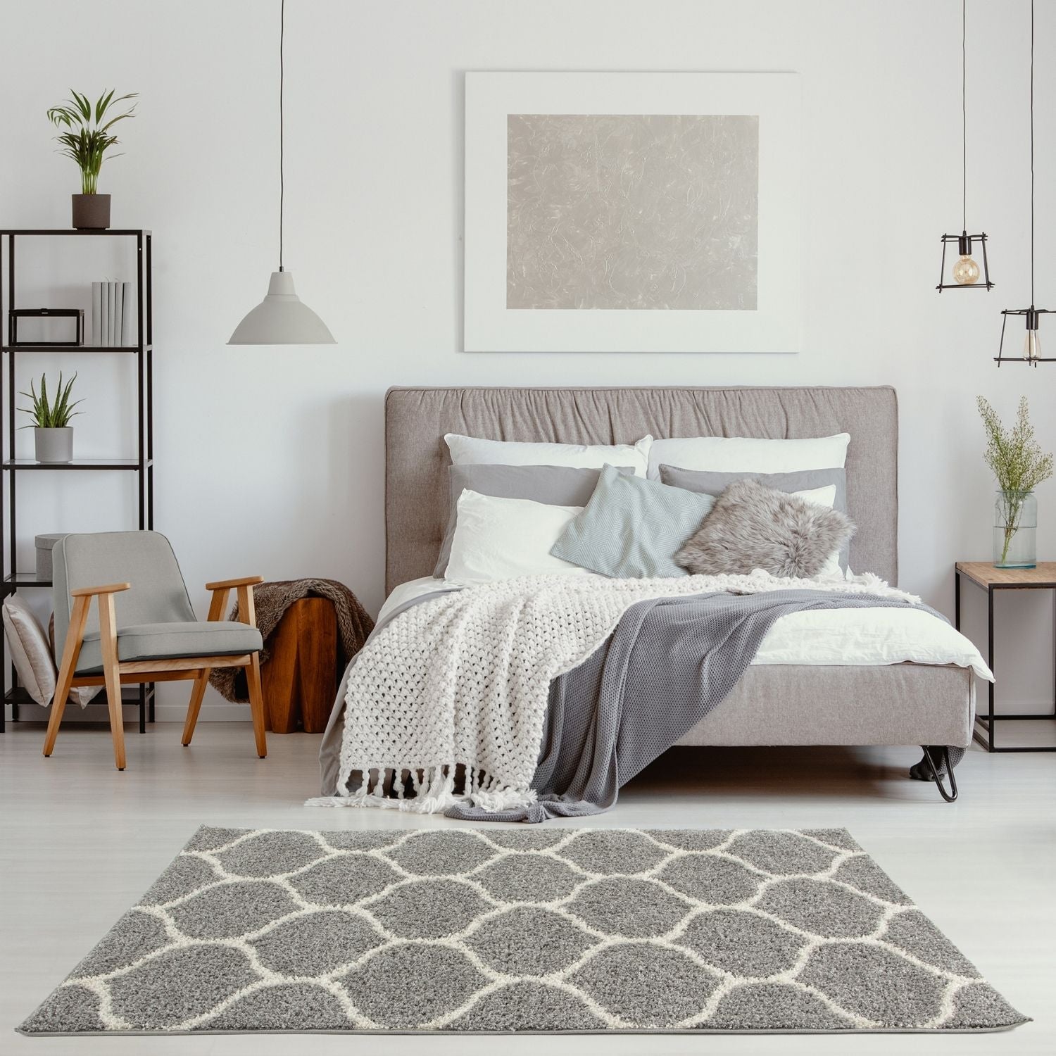Moroccan Grey Shaggy Rug | 610 - PN Home
