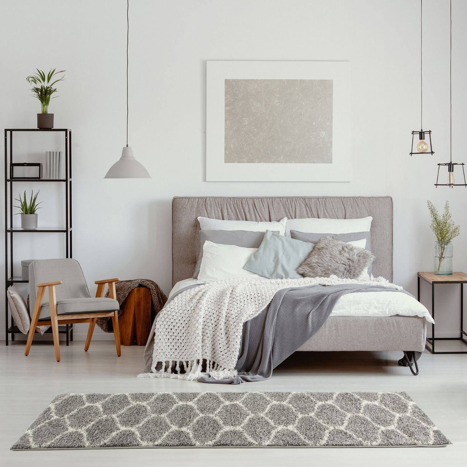 Moroccan Grey Shaggy Rug | 610 - PN Home