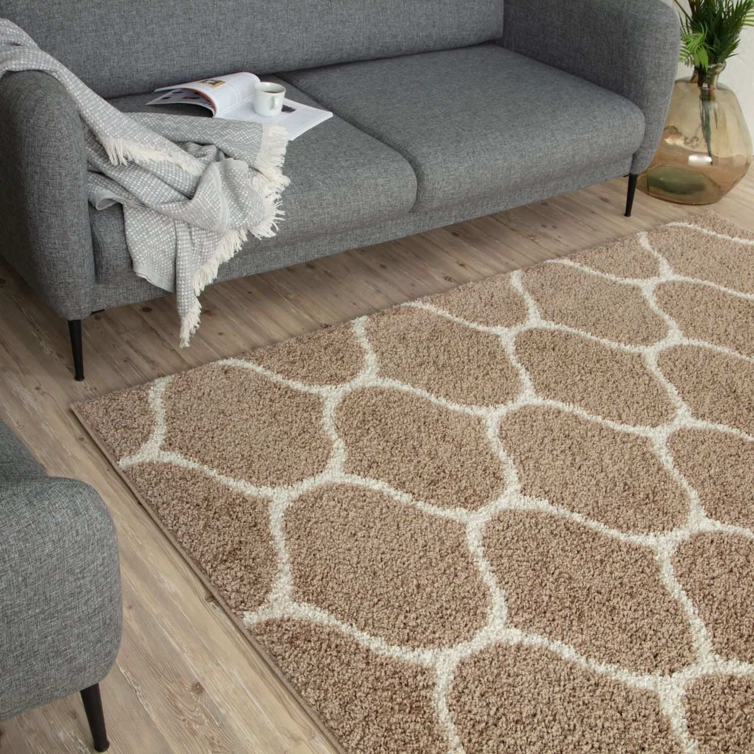 Moroccan Beige Shaggy Rug | 620 - PN Home