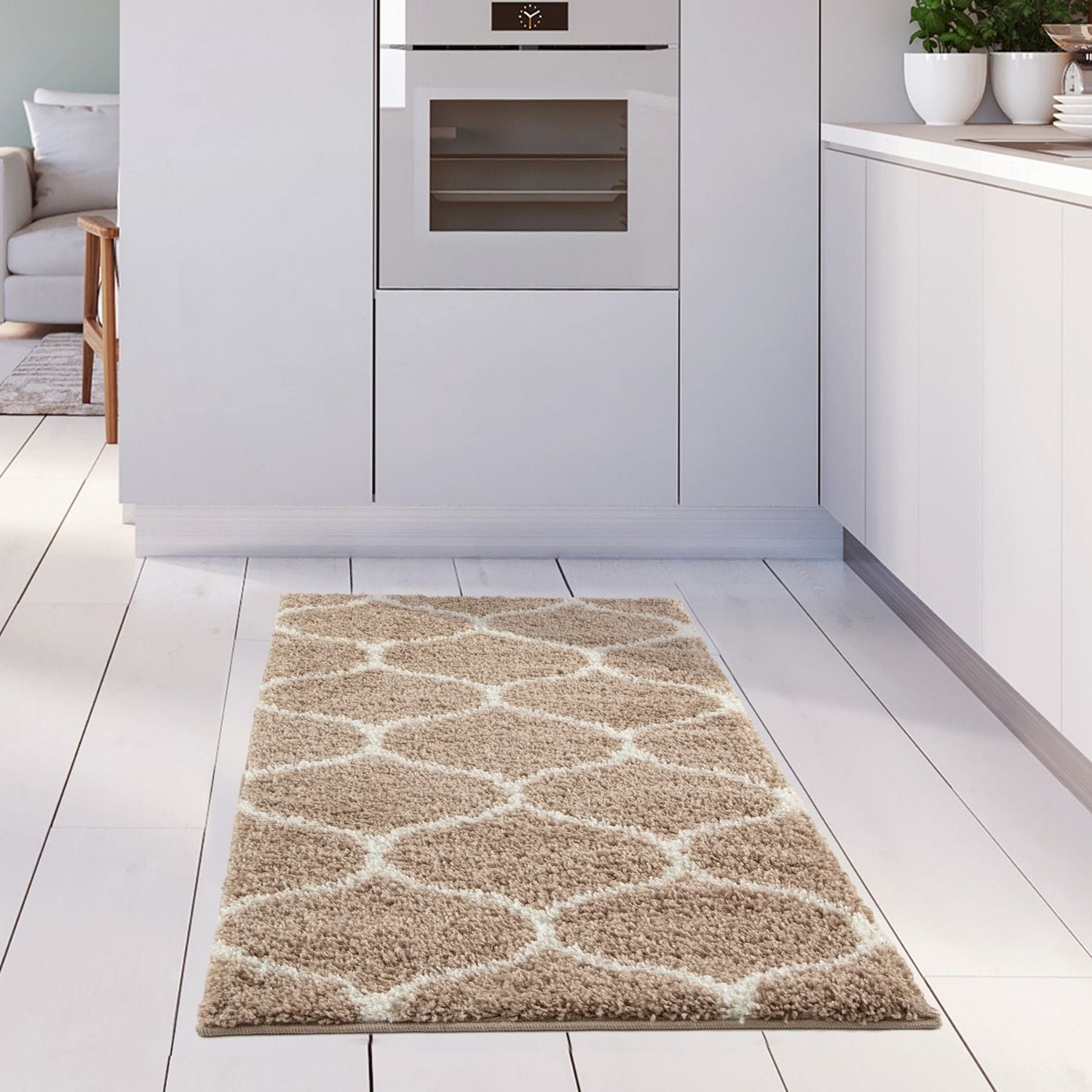 Moroccan Beige Shaggy Rug | 620 - PN Home
