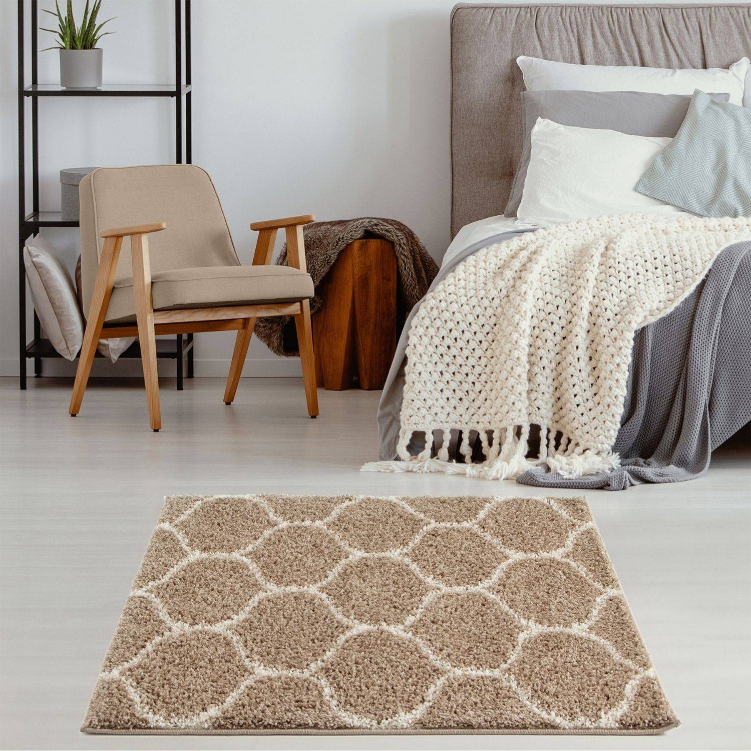 Moroccan Beige Shaggy Rug | 620 - PN Home