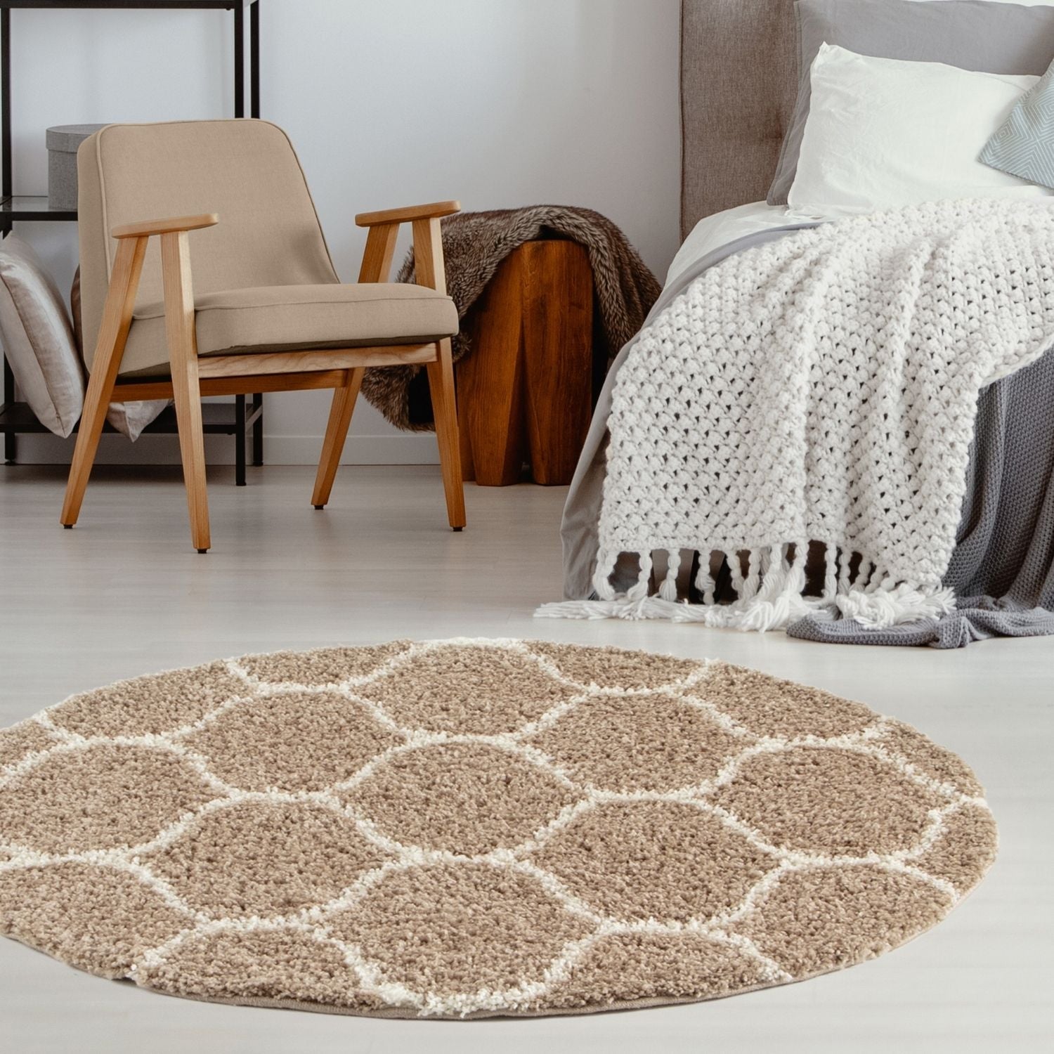 Moroccan Beige Shaggy Rug | 620 - PN Home