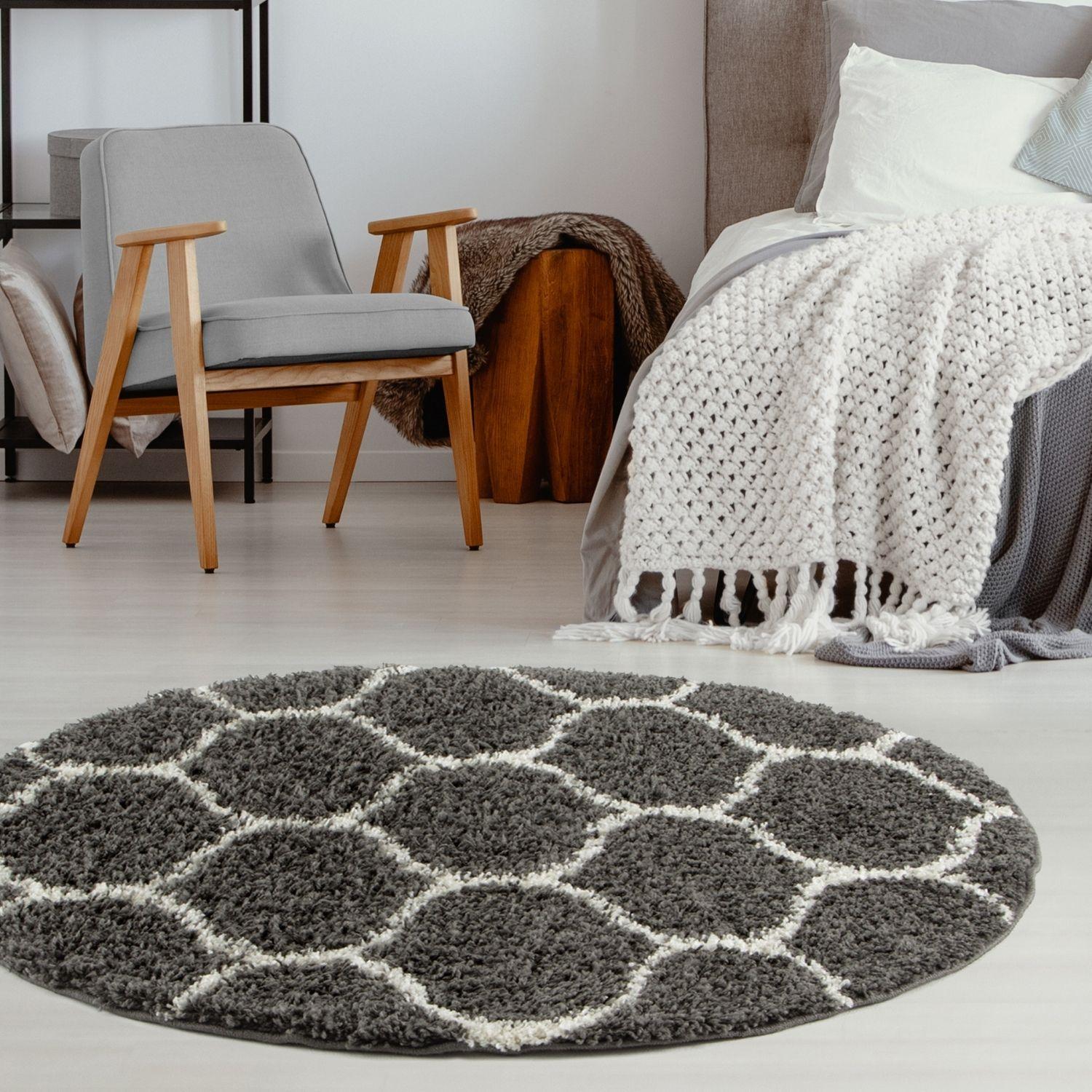 Moroccan Dark Grey Shaggy Rug | 640 - PN Home