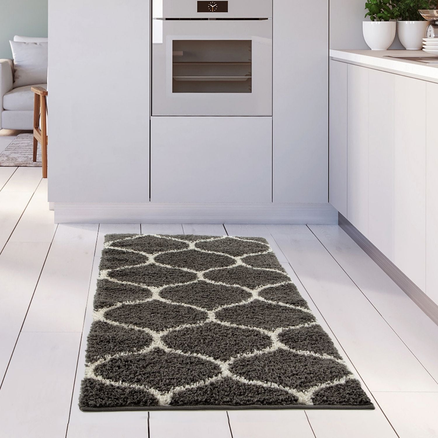 Moroccan Dark Grey Shaggy Rug | 640 - PN Home