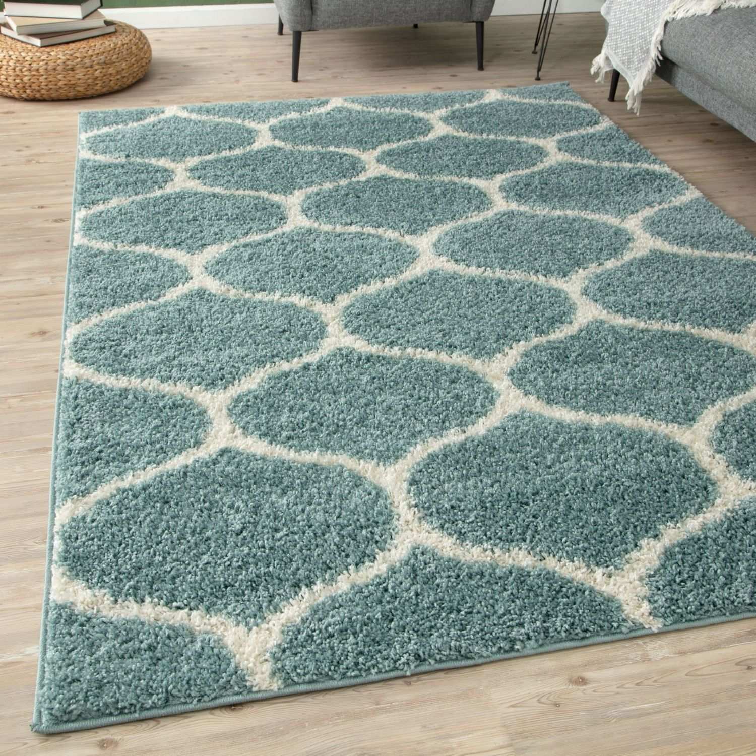 Moroccan Duck Egg Blue Shaggy Rug | 650 - PN Home