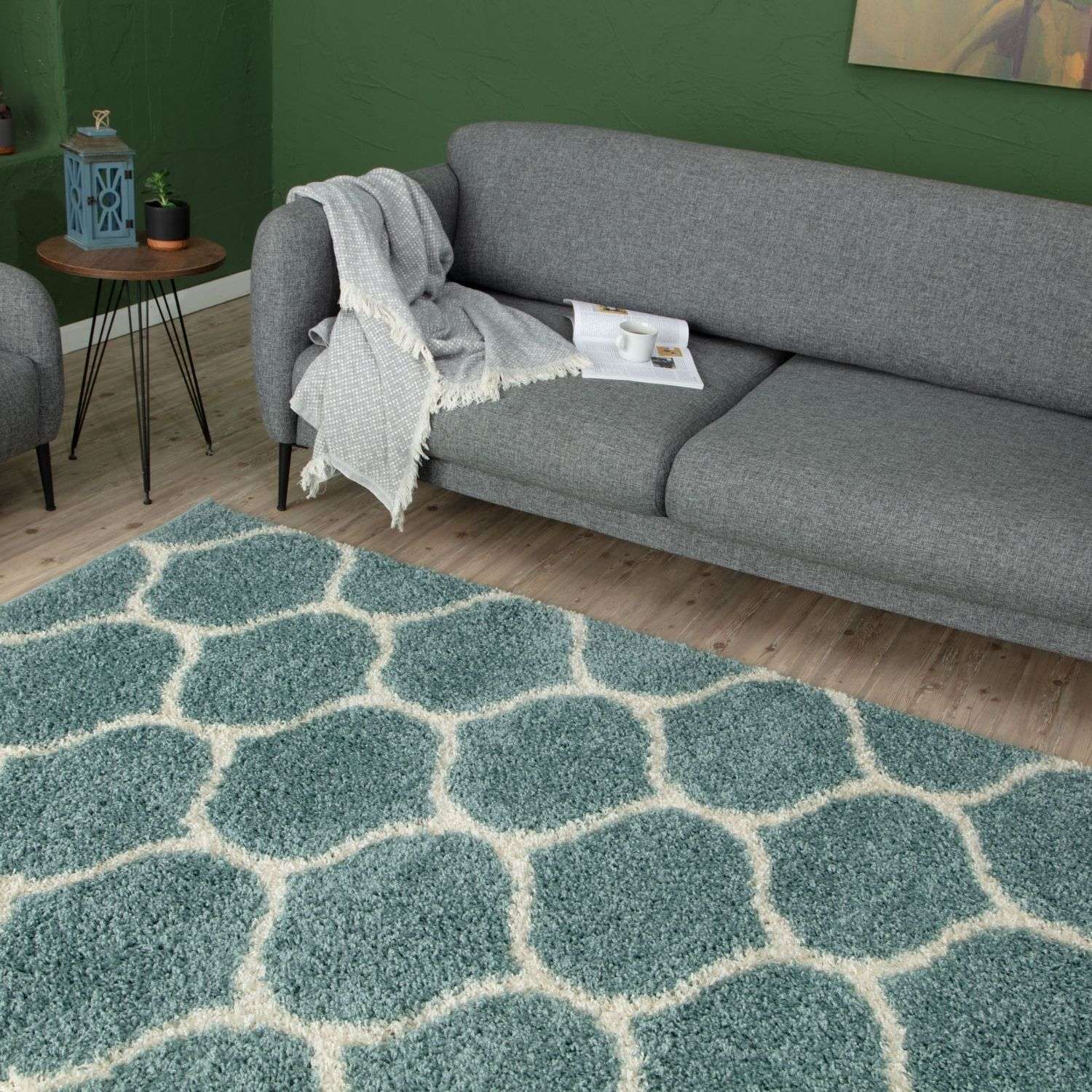 Moroccan Duck Egg Blue Shaggy Rug | 650 - PN Home