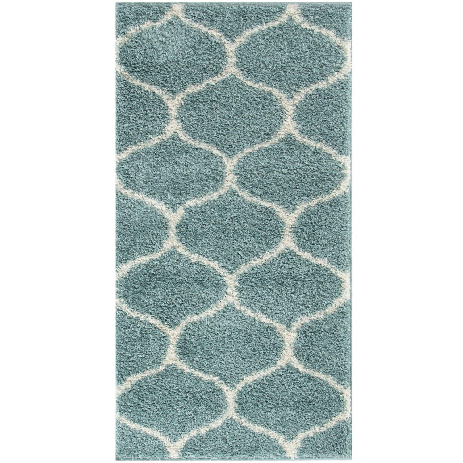 Moroccan Duck Egg Blue Shaggy Rug | 650 - PN Home