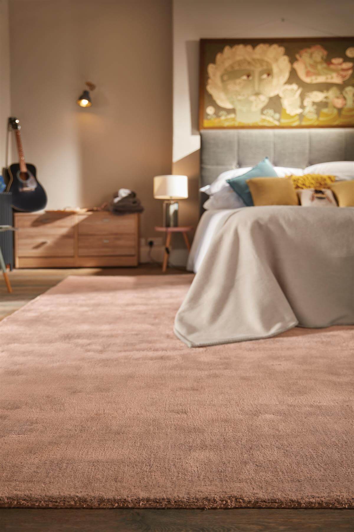 Hush Solid Coral Pink Luxury Rug - PN Home