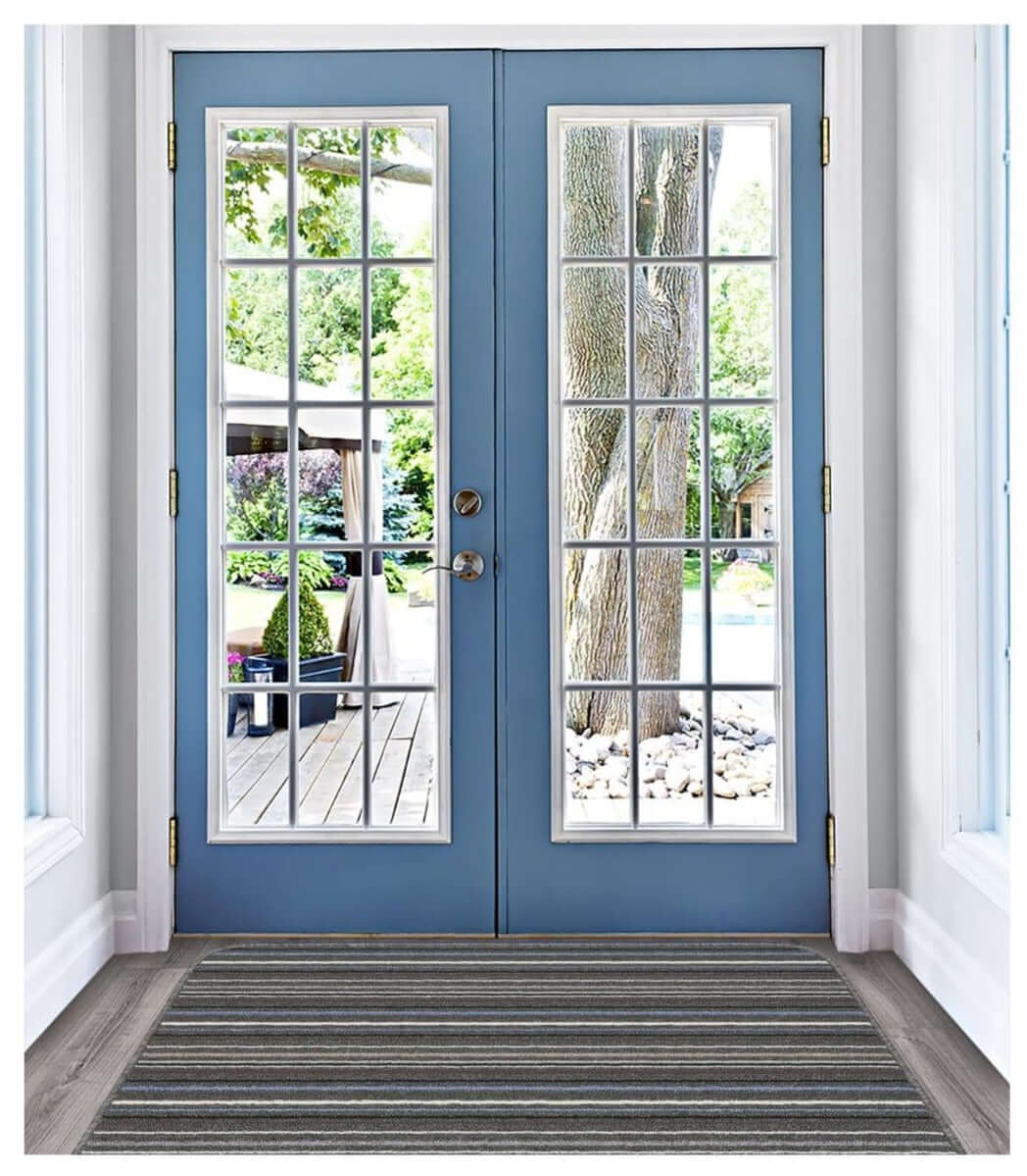 Stockholm Lead/Light Blue Washable Mat - PN Home