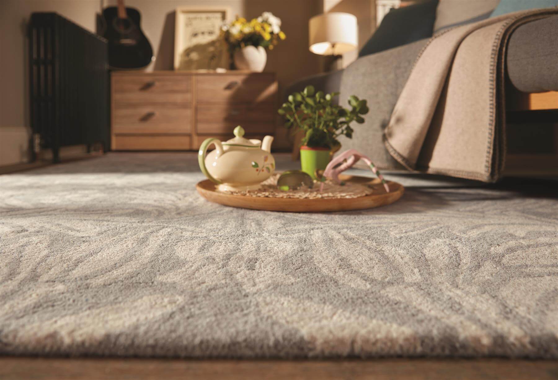 Heritage Lavender Floral Wool Rug - PN Home