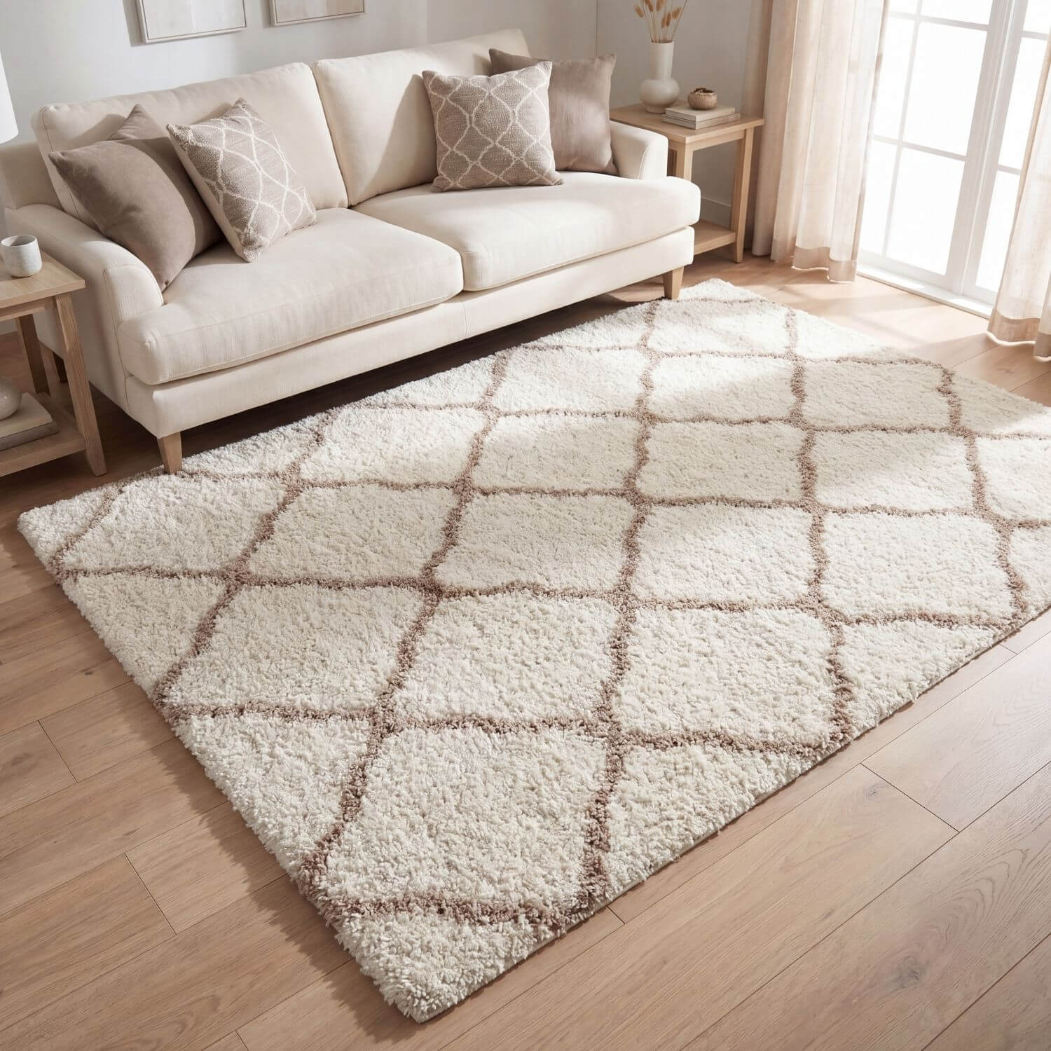 Moroccan Ivory Shaggy Rug | 730 - PN Home