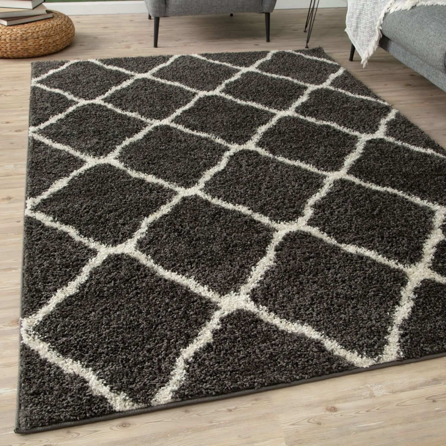 Moroccan Dark Grey Shaggy Rug | 740 - PN Home