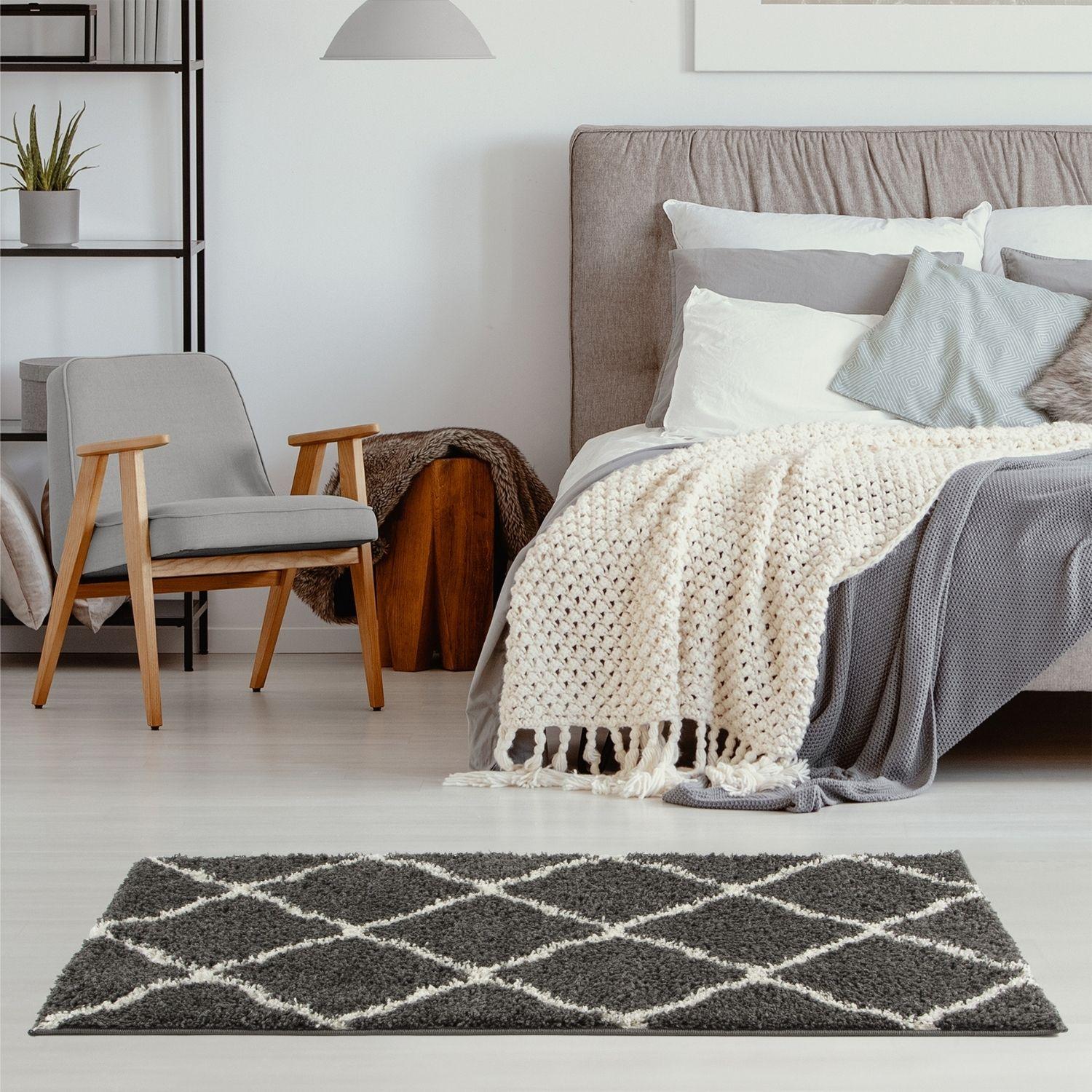 Moroccan Dark Grey Shaggy Rug | 740 - PN Home