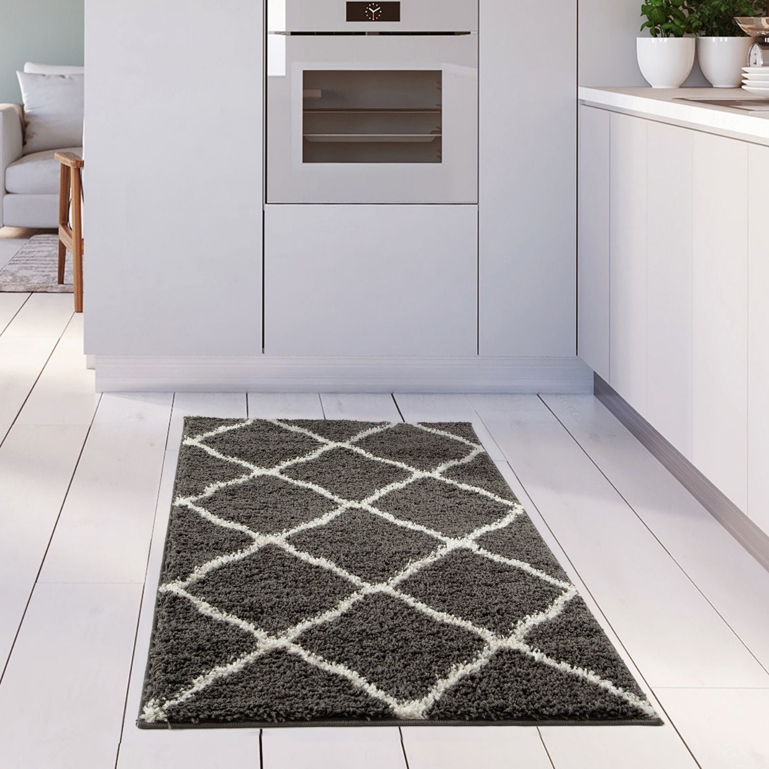 Moroccan Dark Grey Shaggy Rug | 740 - PN Home