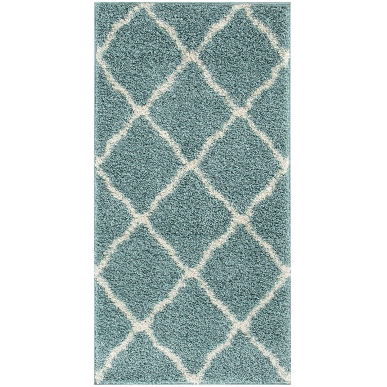Moroccan Duck Egg Blue Shaggy Rug | 750 - PN Home