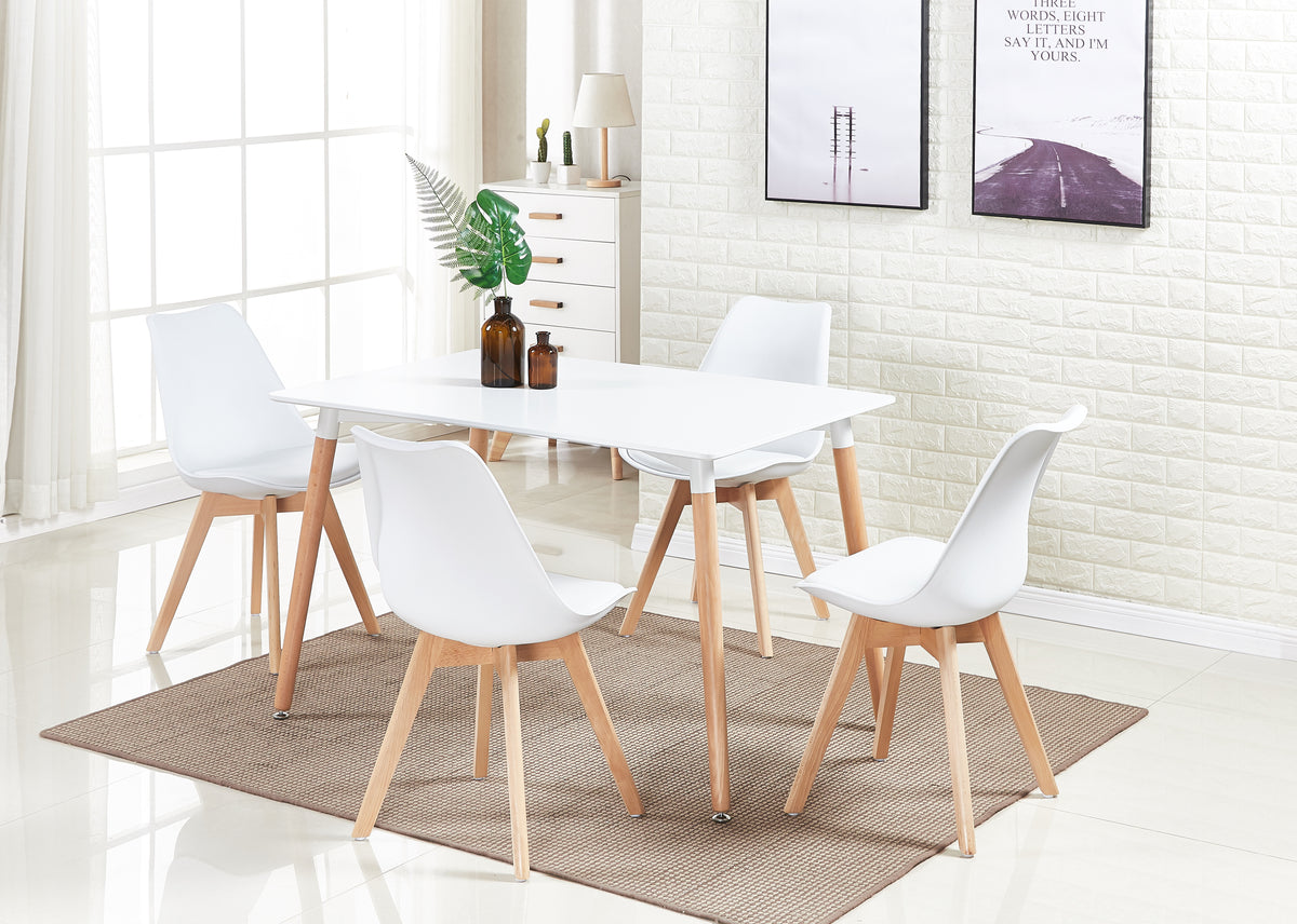 Halo Dining Table & Set 4 Lorenzo Jamie Tulip Dining Chairs Padded Seat