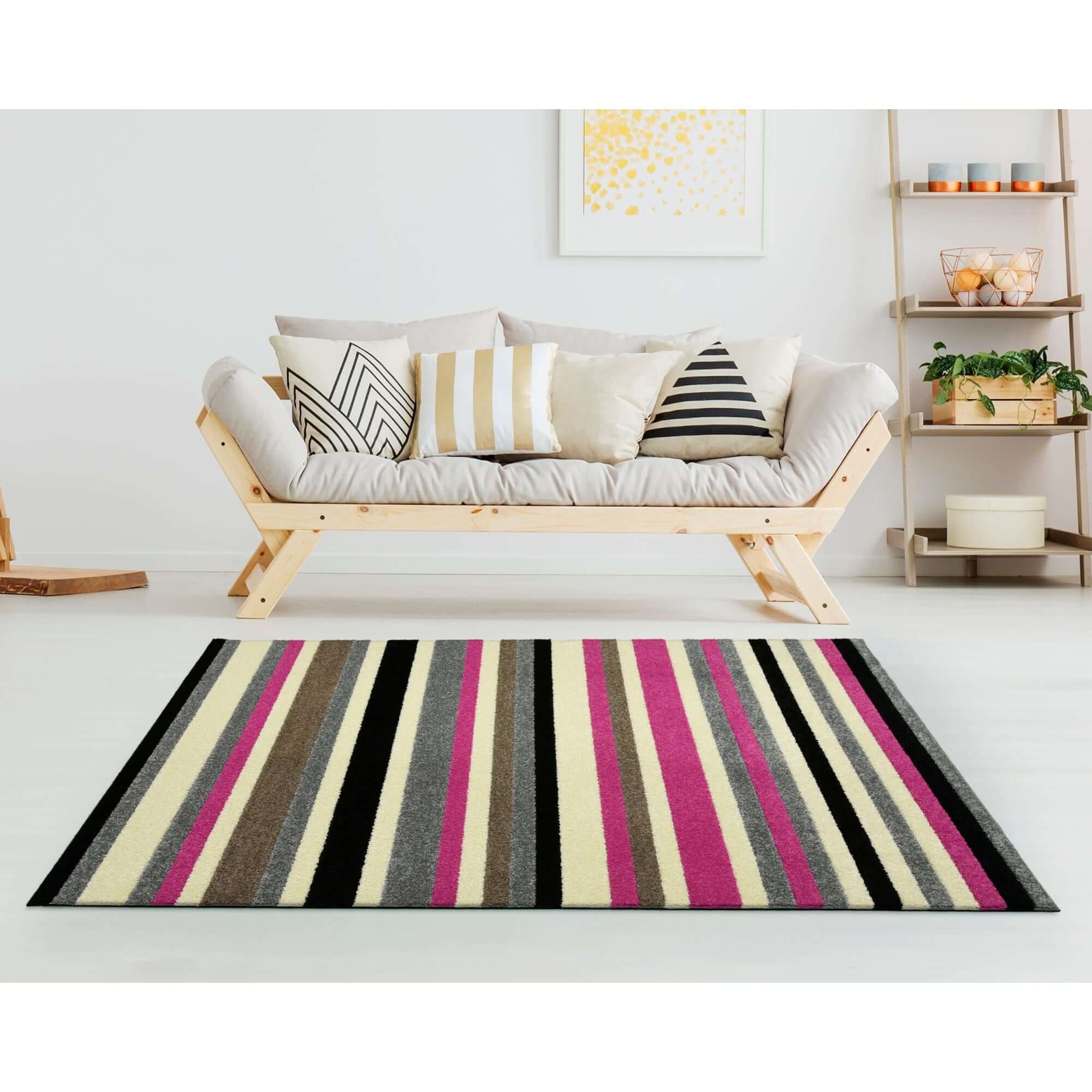 Linea Striped Pink Washable Rug - PN Home