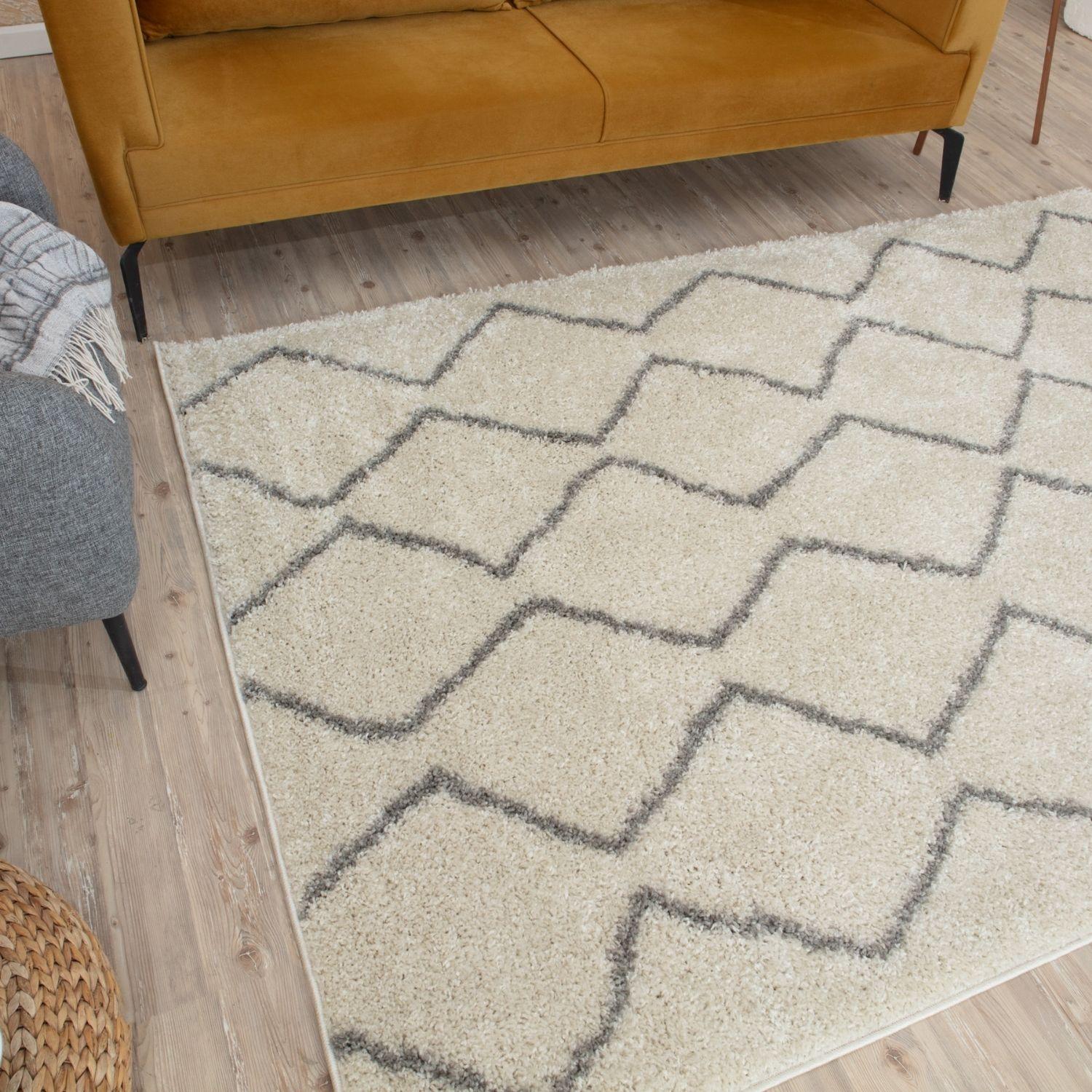 Moroccan Ivory Grey Shaggy Rug | 800 - PN Home