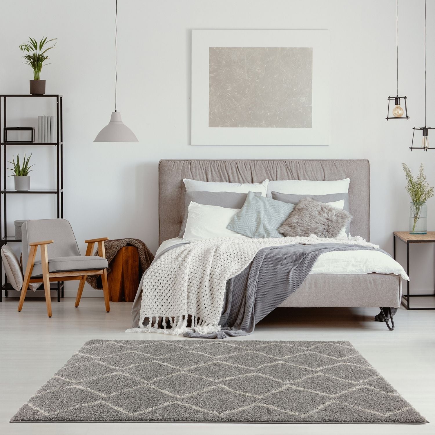 Moroccan Grey Shaggy Rug | 810 - PN Home