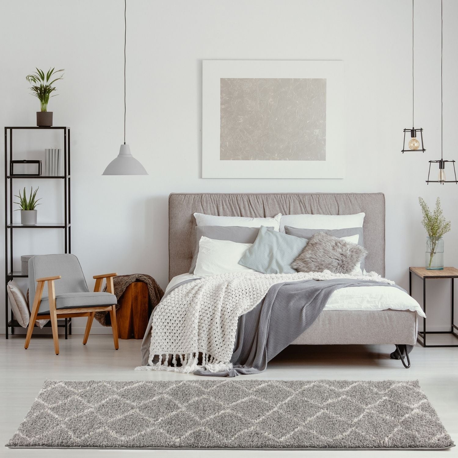 Moroccan Grey Shaggy Rug | 810 - PN Home