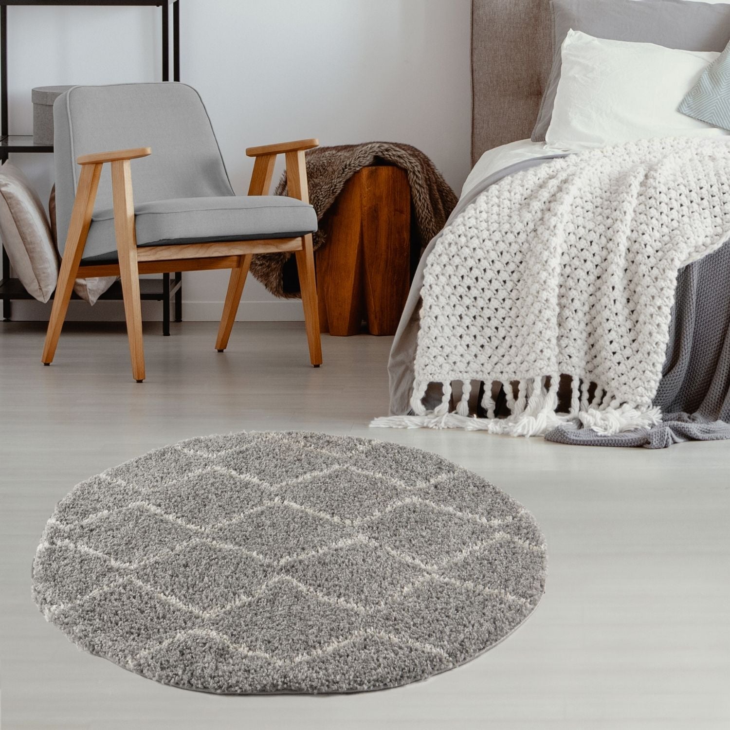 Moroccan Grey Shaggy Rug | 810 - PN Home
