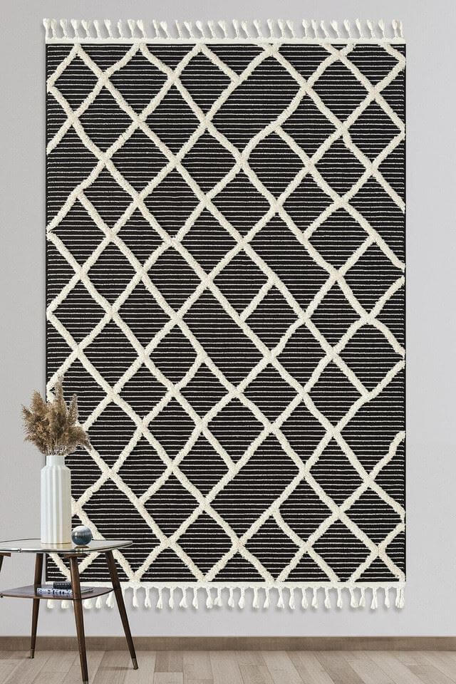 Scandi Indoor Rug Anthracite & White - PN Home