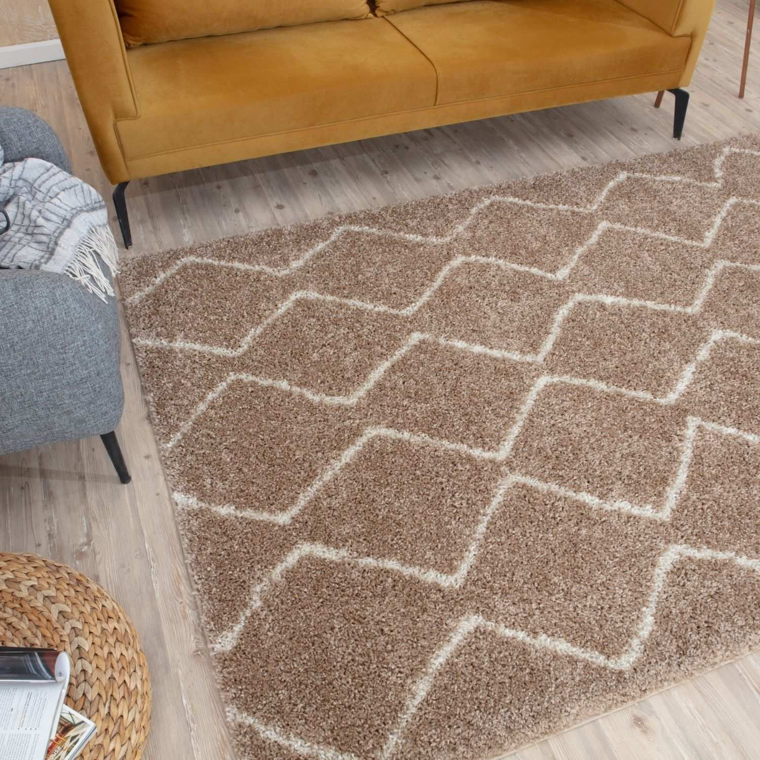 Moroccan Beige Shaggy Rug | 820 - PN Home