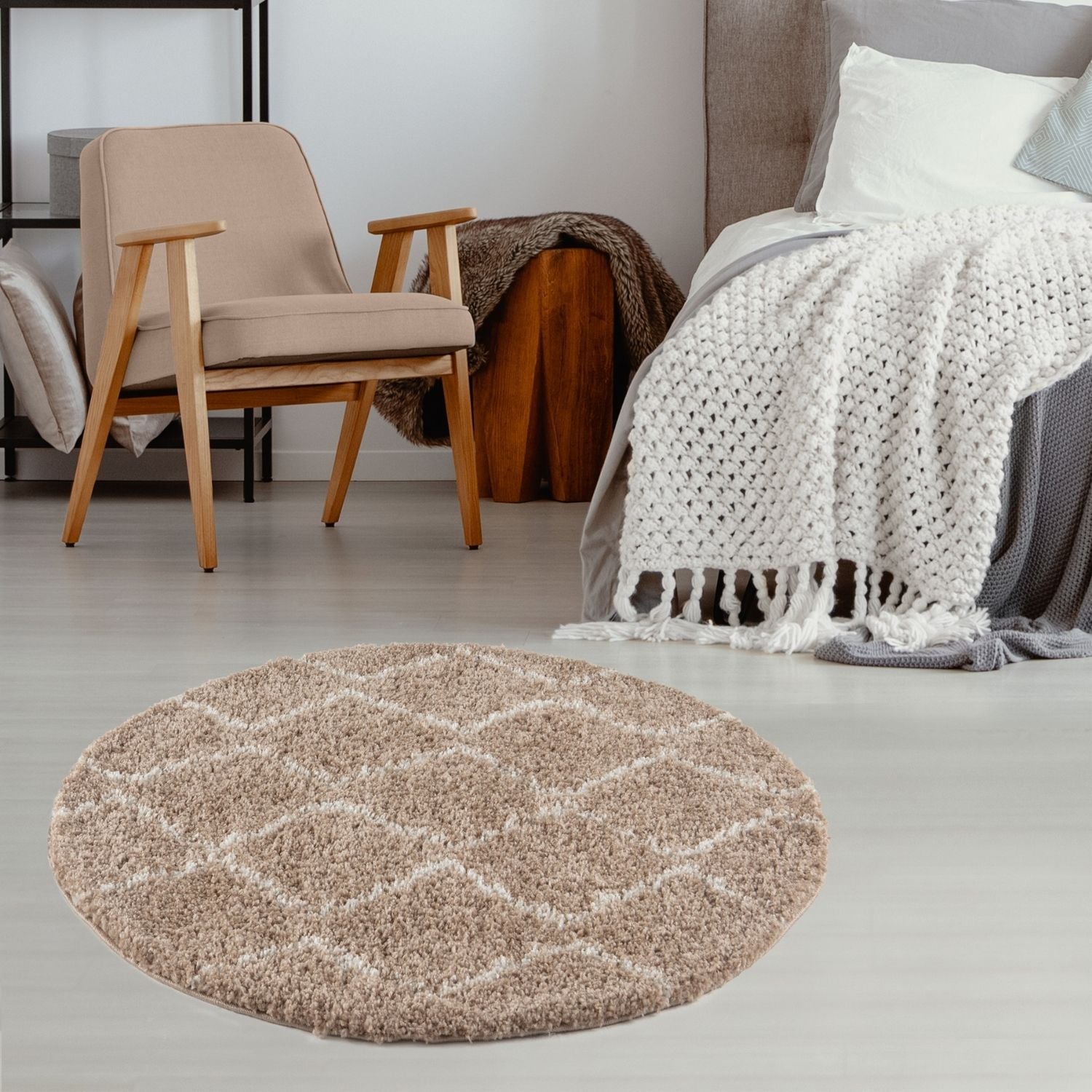Moroccan Beige Shaggy Rug | 820 - PN Home