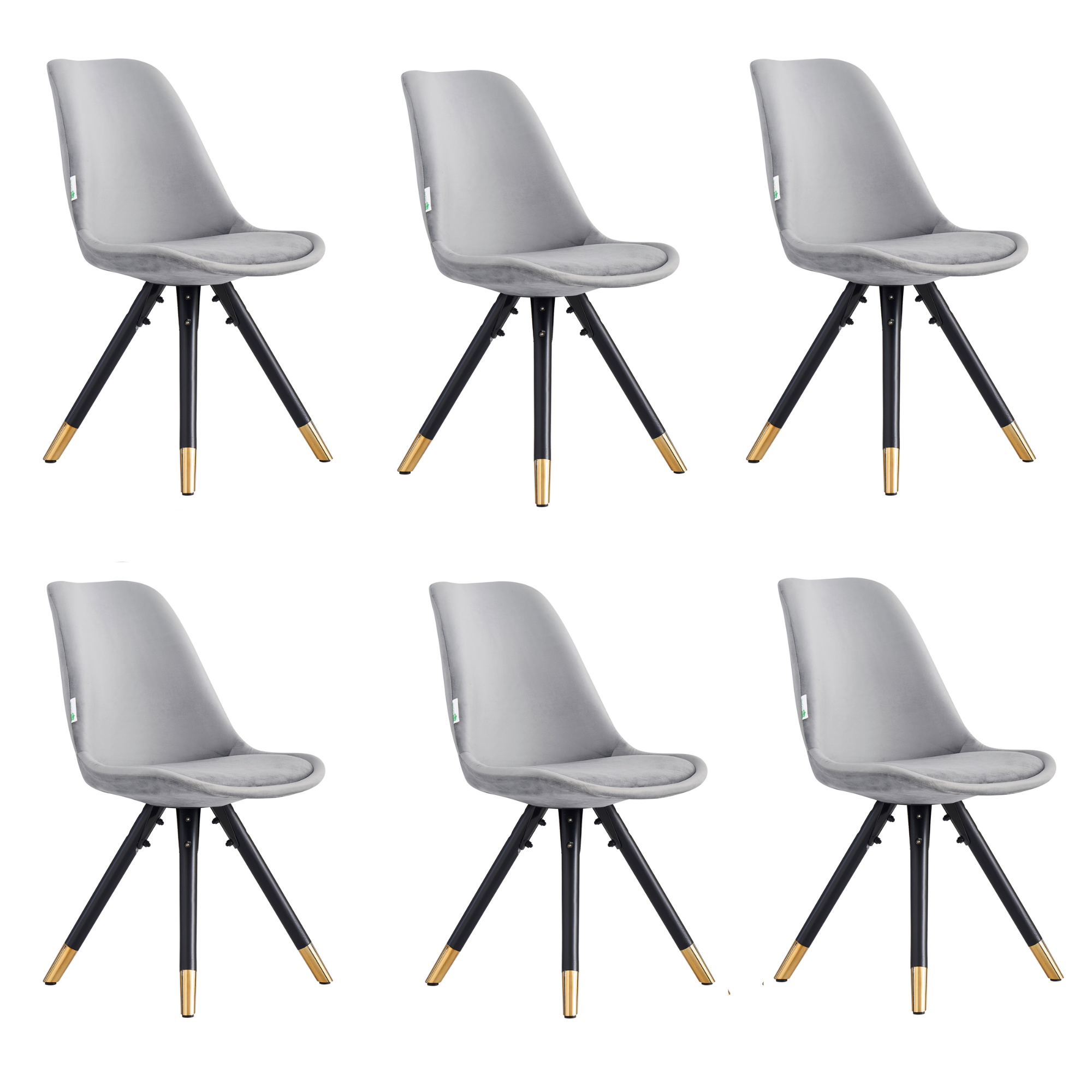 Sofia Cosmo Black LUX Dining Set with 6 Velvet Chairs