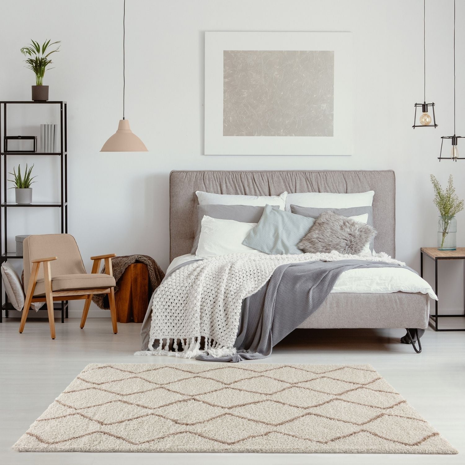 Moroccan Ivory Beige Shaggy Rug | 830 - PN Home