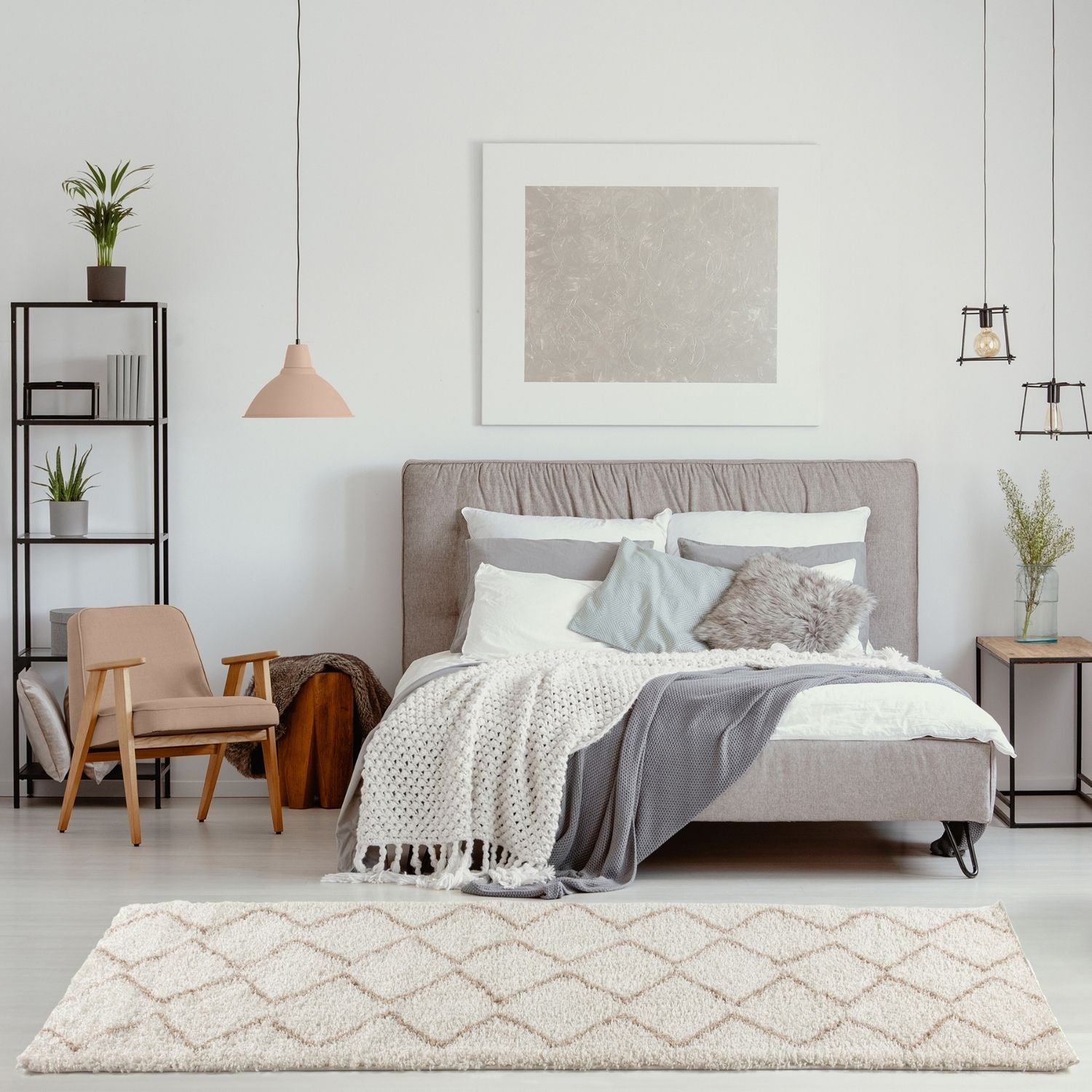Moroccan Ivory Beige Shaggy Rug | 830 - PN Home
