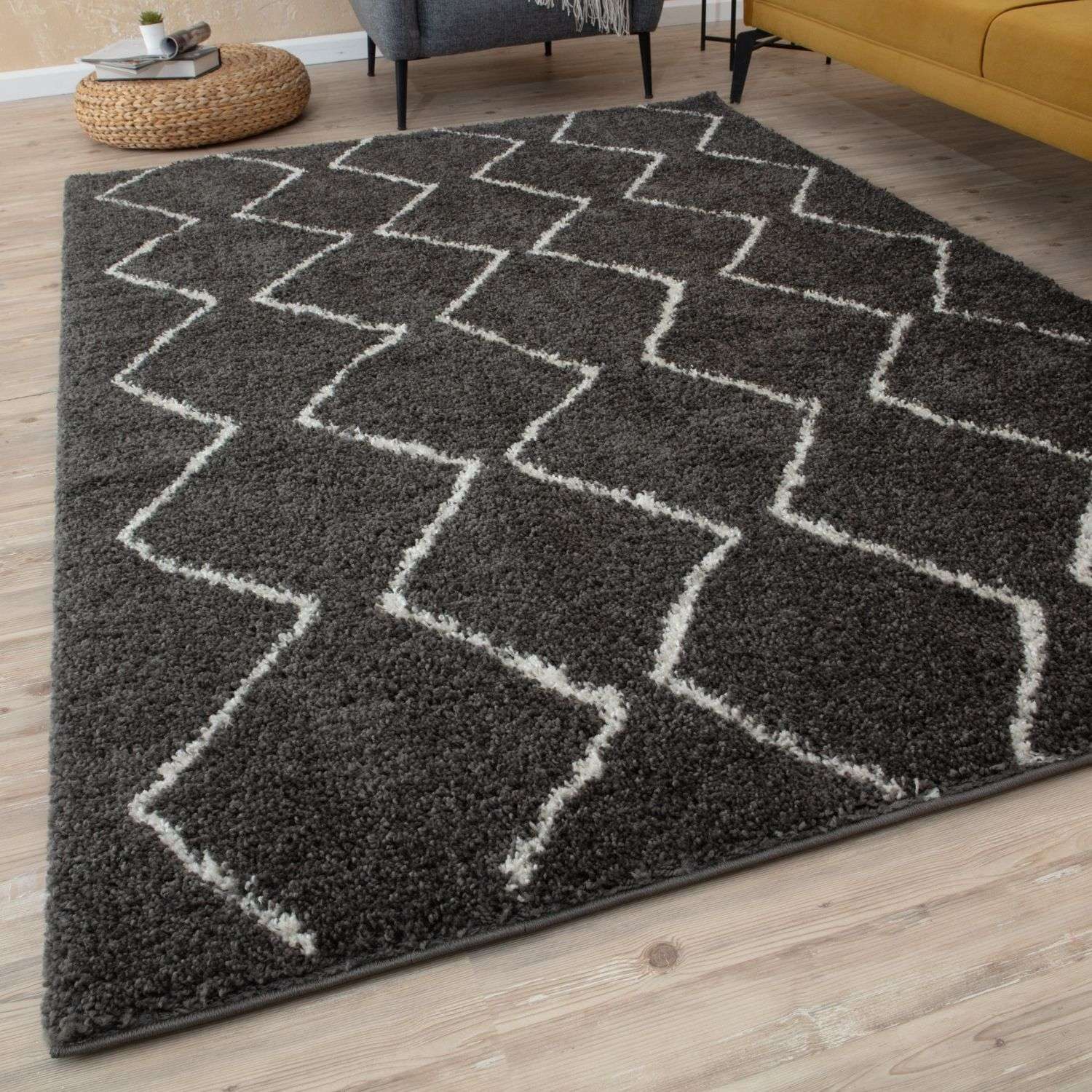 Moroccan Dark Grey Shaggy Rug | 840 - PN Home