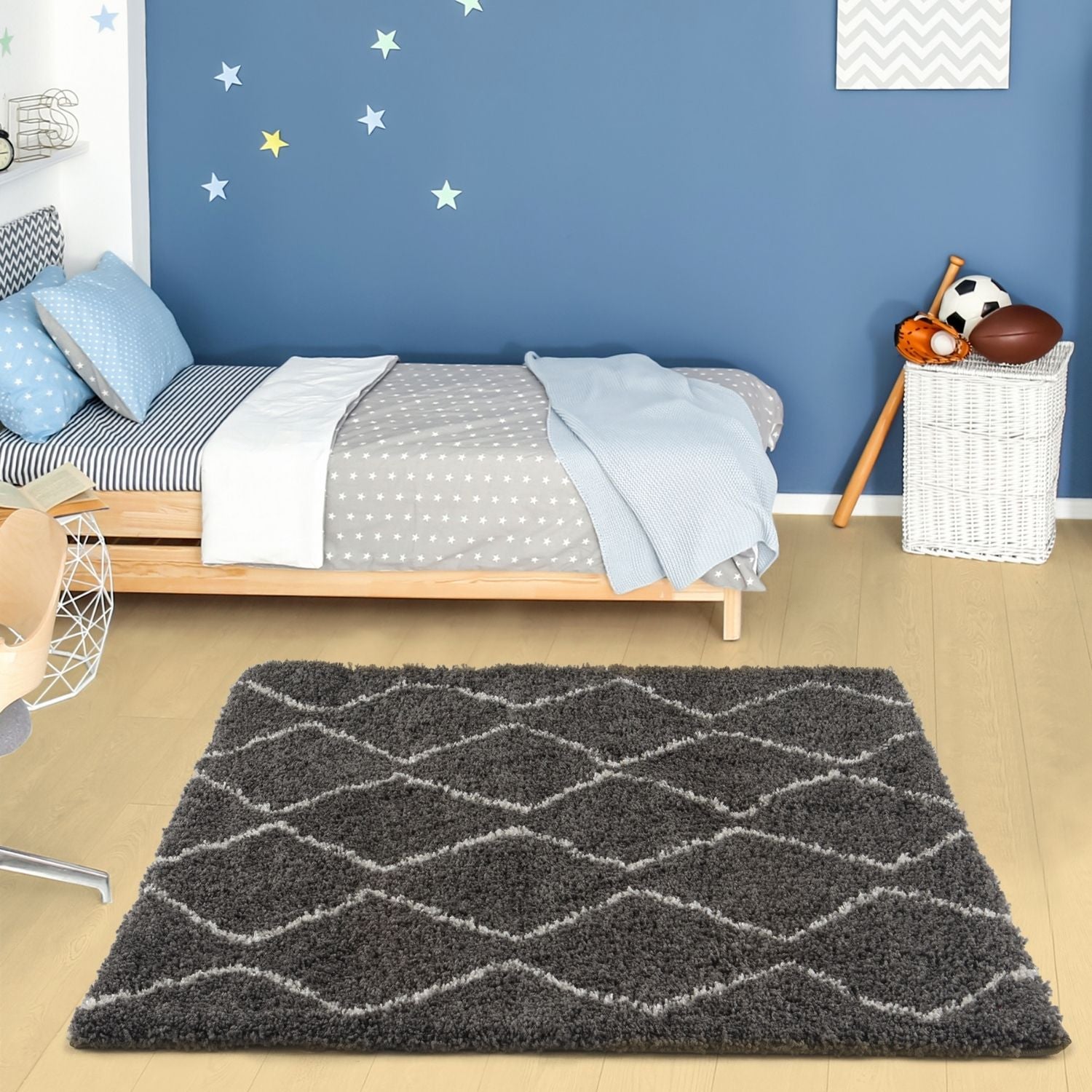 Moroccan Dark Grey Shaggy Rug | 840 - PN Home