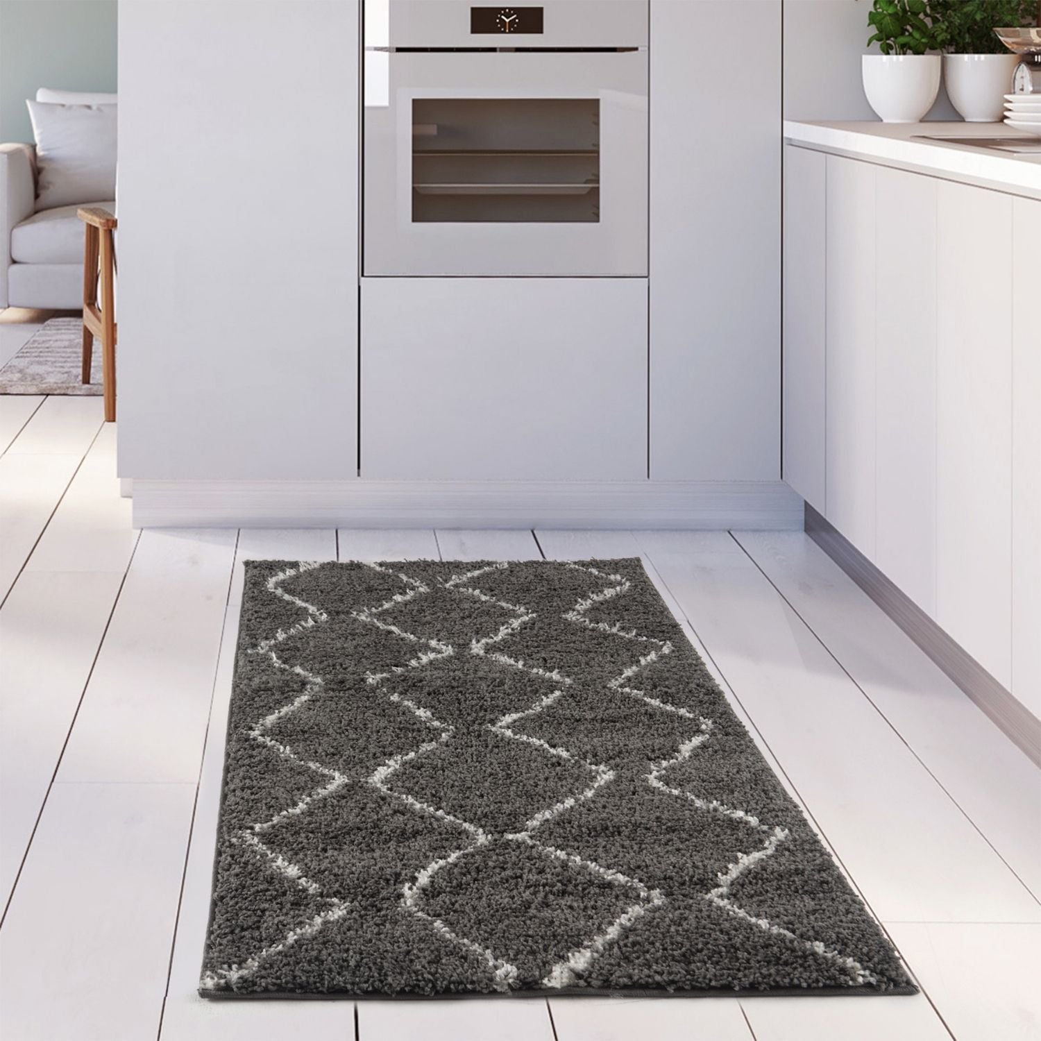 Moroccan Dark Grey Shaggy Rug | 840 - PN Home